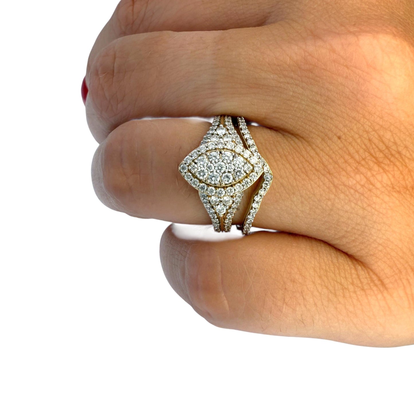 0.50cttw. White Diamond Stacking Engagement Rings & Wedding Band in 10K YG 7US