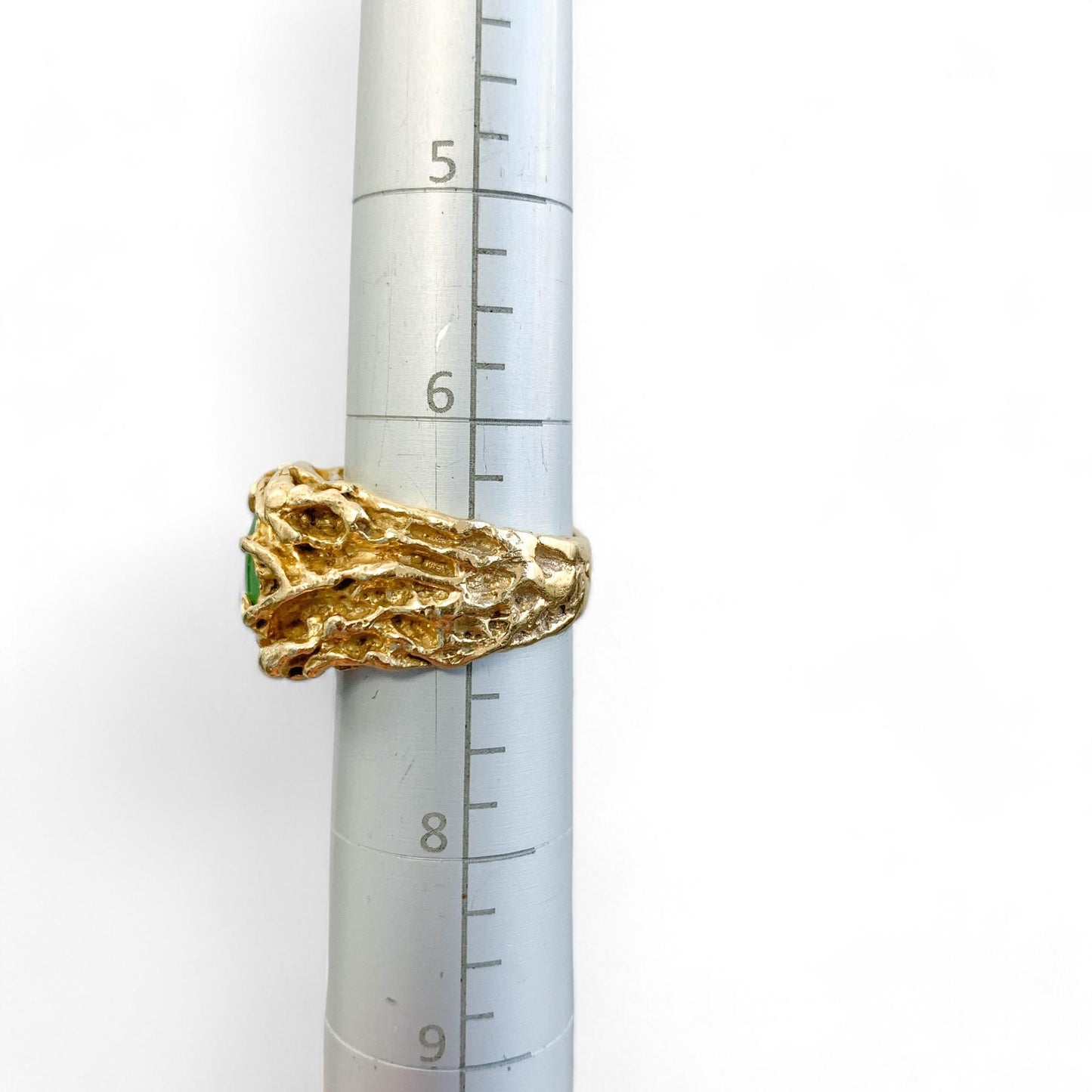 14K Yellow Gold Oval Jade Ring 16.53g 6.75US