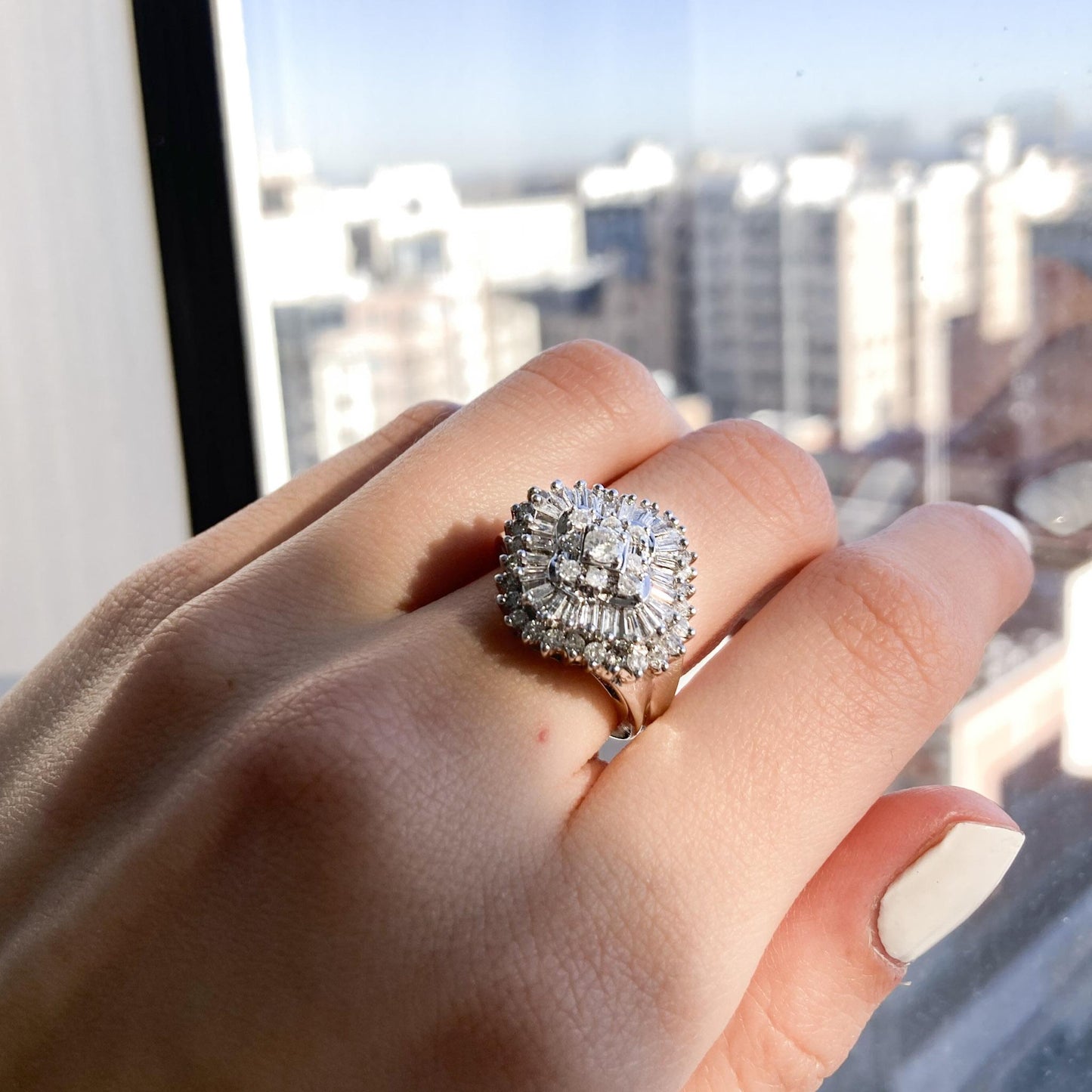 1.2 cttw White Diamond Ring in 14K White Gold 6.75 US 5.8g