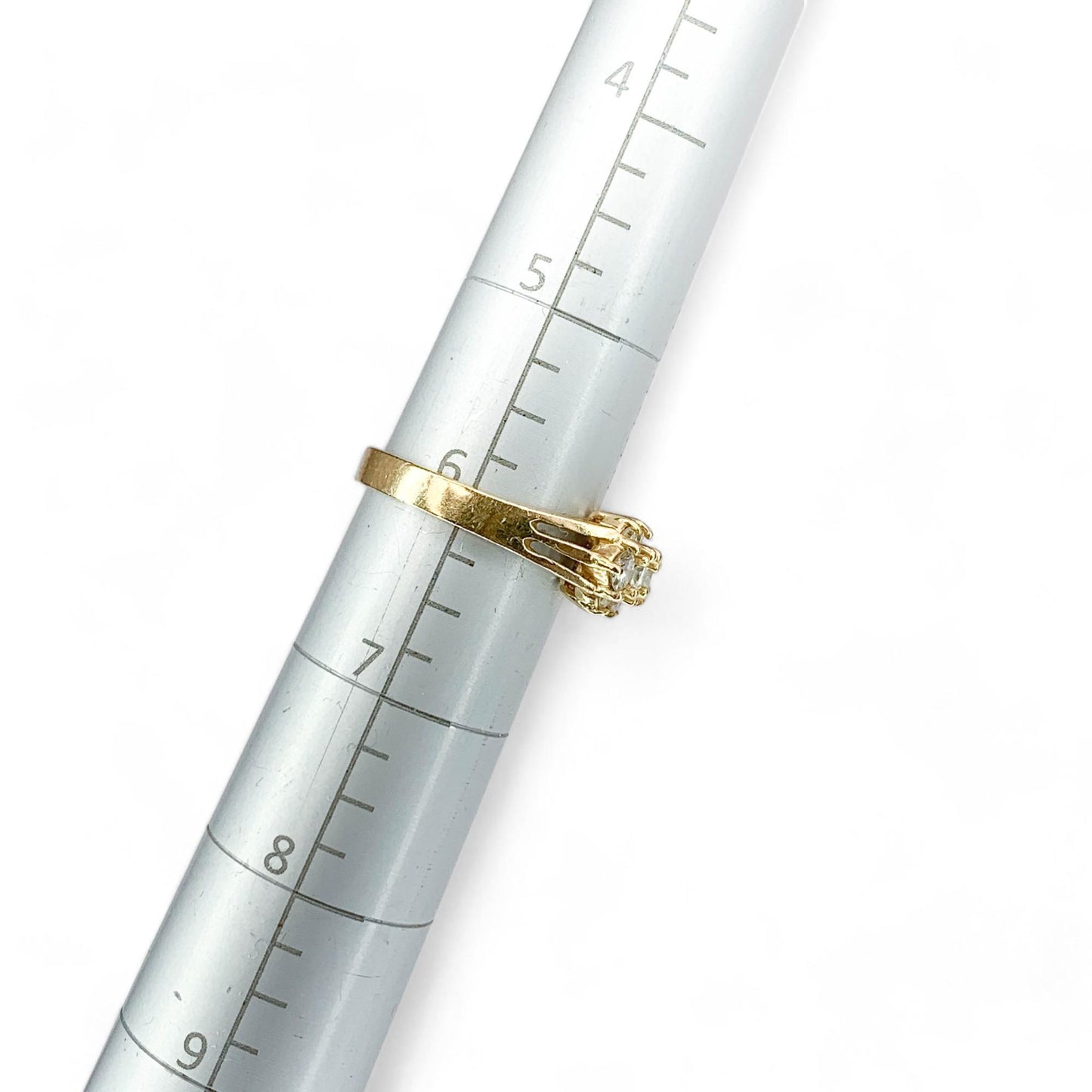 0.96 cttw. White Diamond Cluster Ring In 14K Yellow Gold 6US