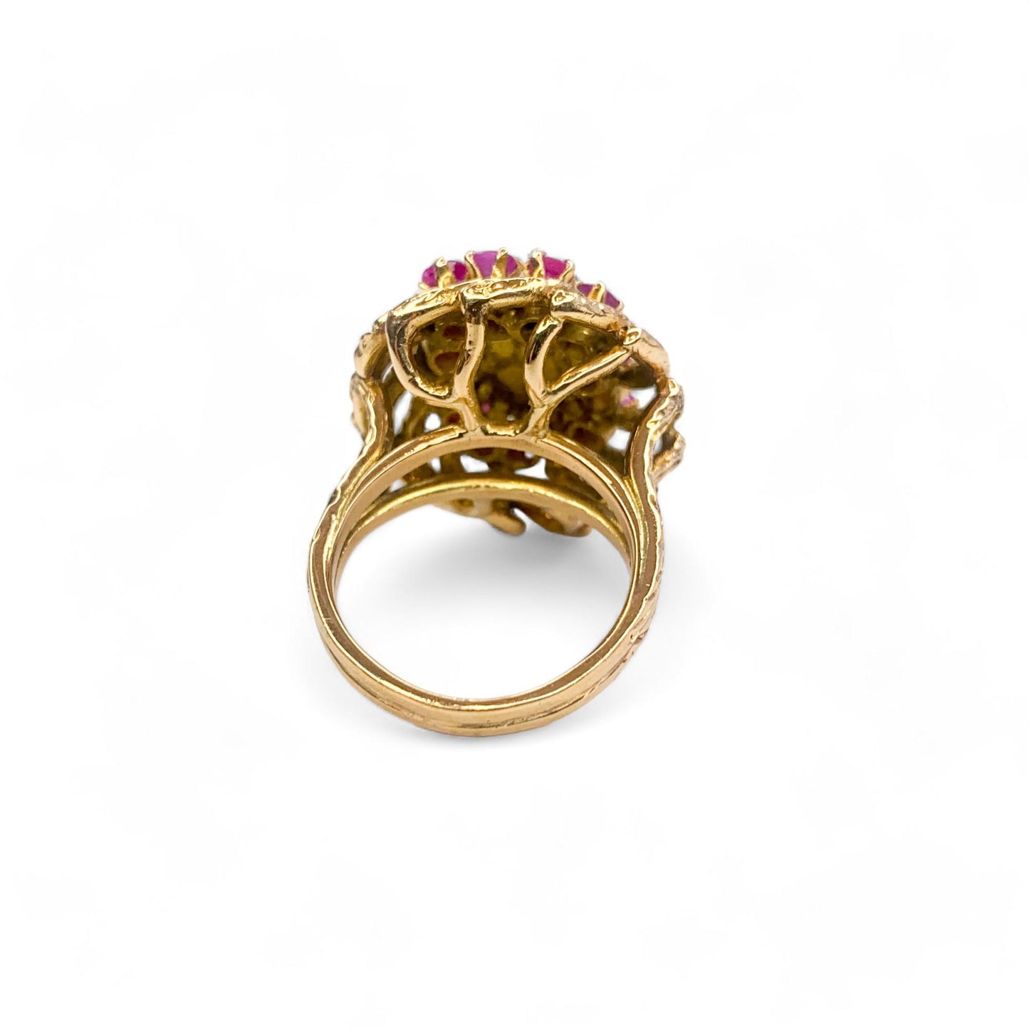 Opal & Ruby Cocktail Ring in 14k Yellow Gold 5US