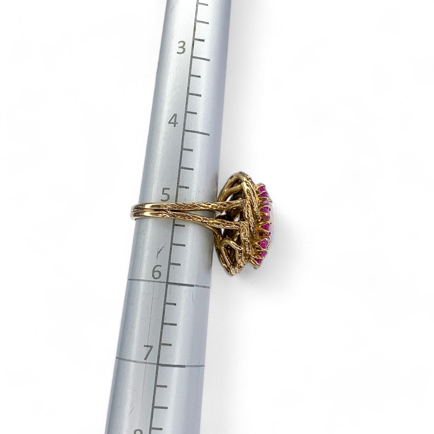 Opal & Ruby Cocktail Ring in 14k Yellow Gold 5US
