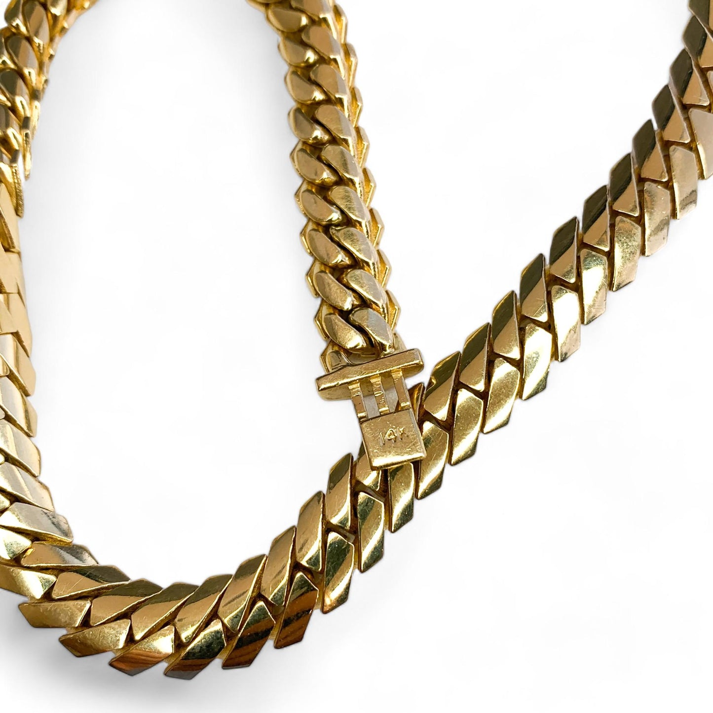 14K Yellow Gold Razor Edge & Cuban Double-sided Link Chain 139.94g