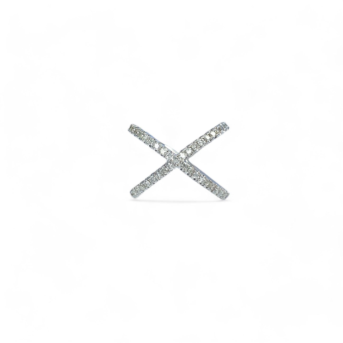 0.50 cttw. White diamond X-shape Ring in 14K Yellow Gold 6 US