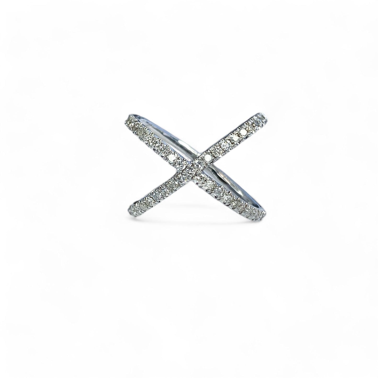 0.50 cttw. White diamond X-shape Ring in 14K Yellow Gold 6 US