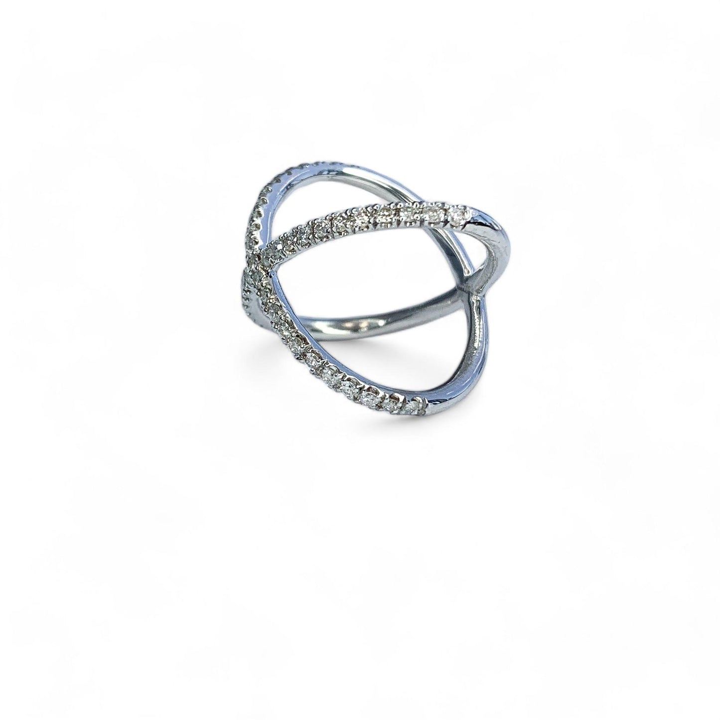 0.50 cttw. White diamond X-shape Ring in 14K Yellow Gold 6 US