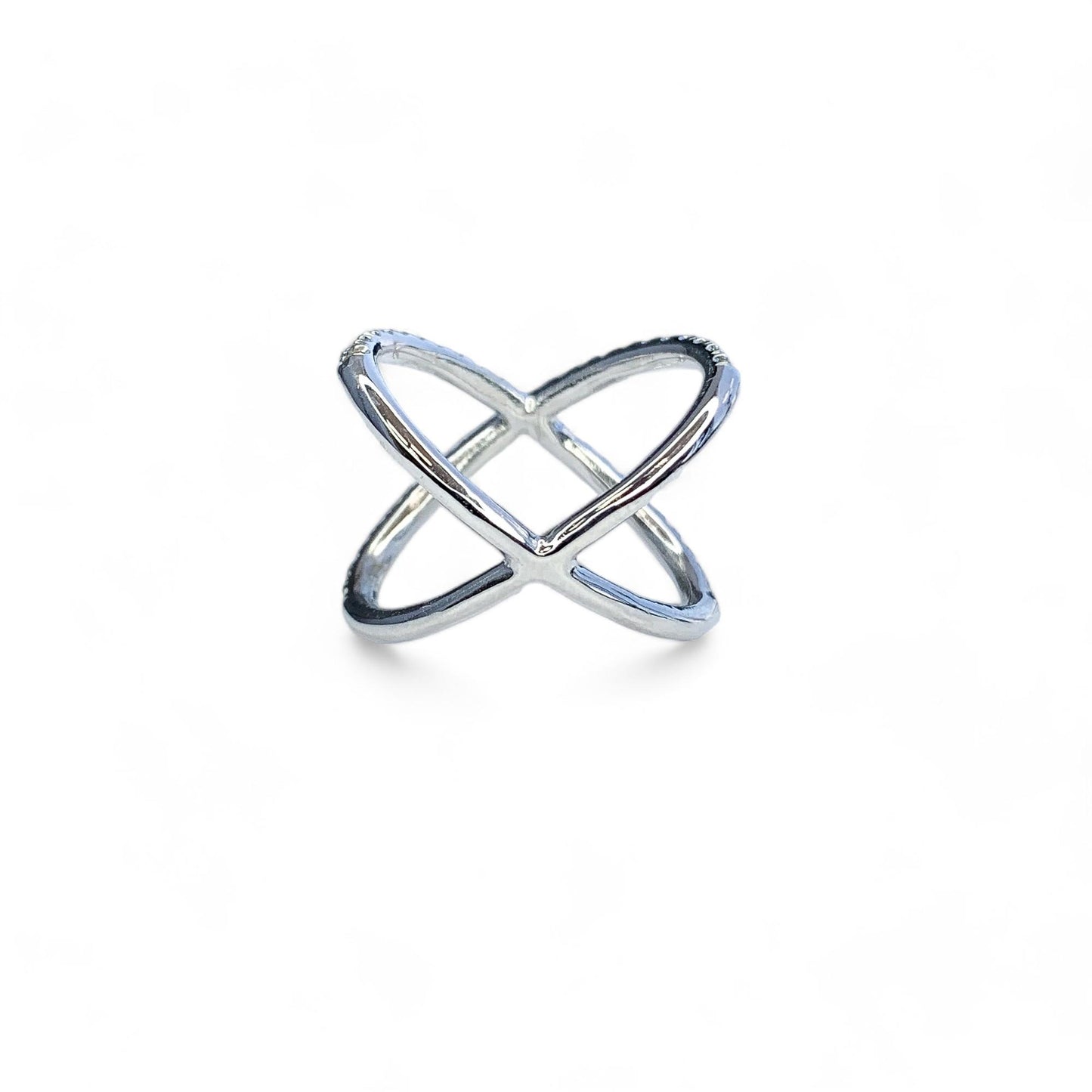 0.50 cttw. White diamond X-shape Ring in 14K Yellow Gold 6 US