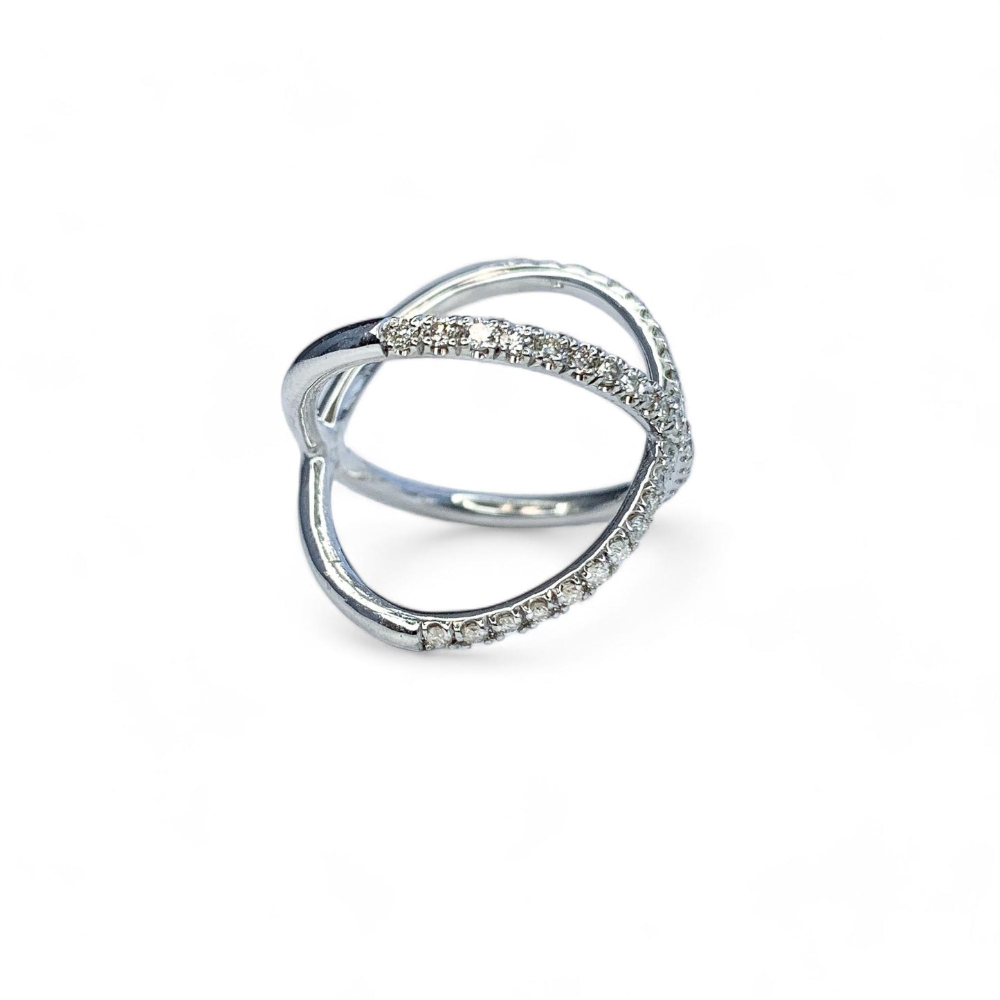 0.50 cttw. White diamond X-shape Ring in 14K Yellow Gold 6 US