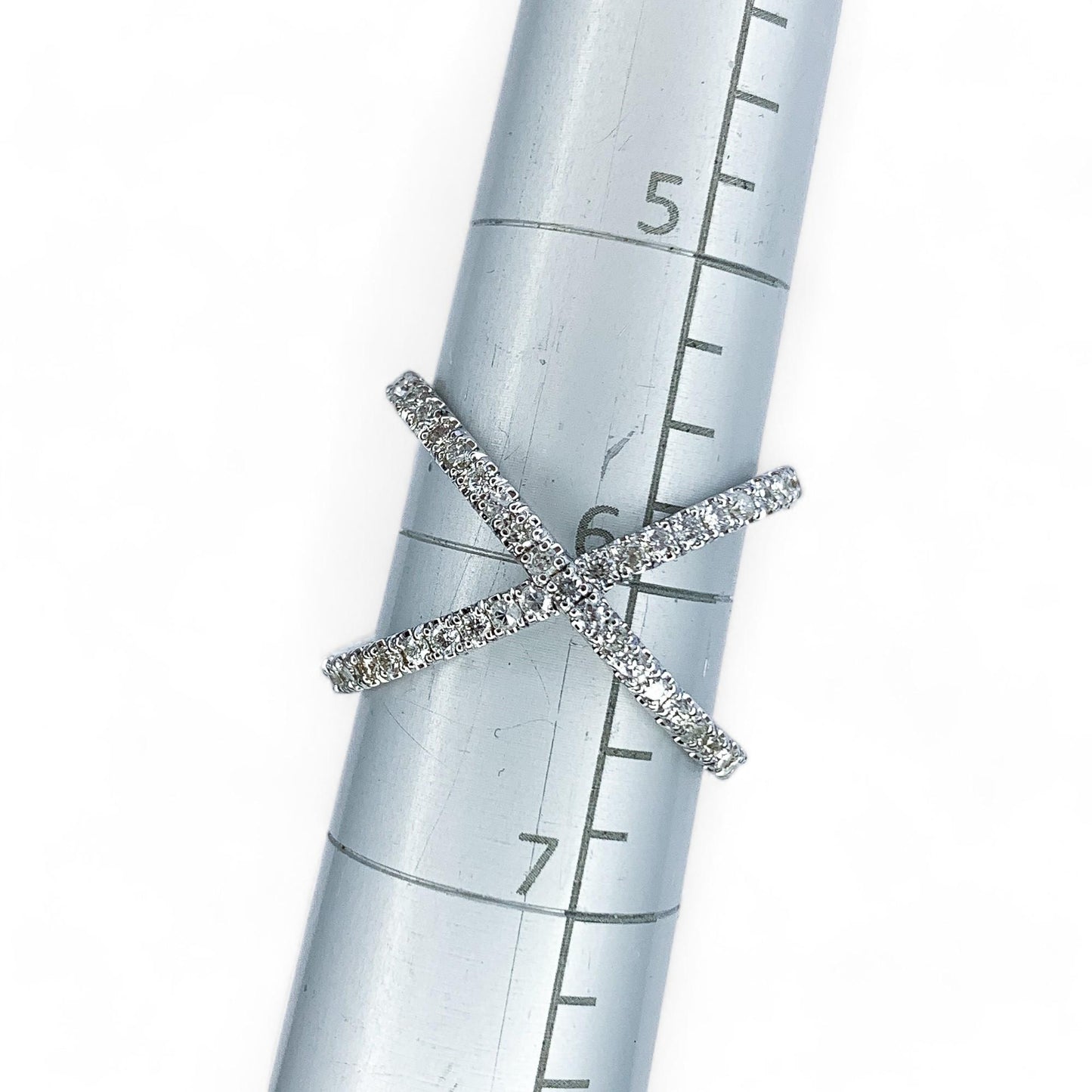 0.50 cttw. White diamond X-shape Ring in 14K Yellow Gold 6 US
