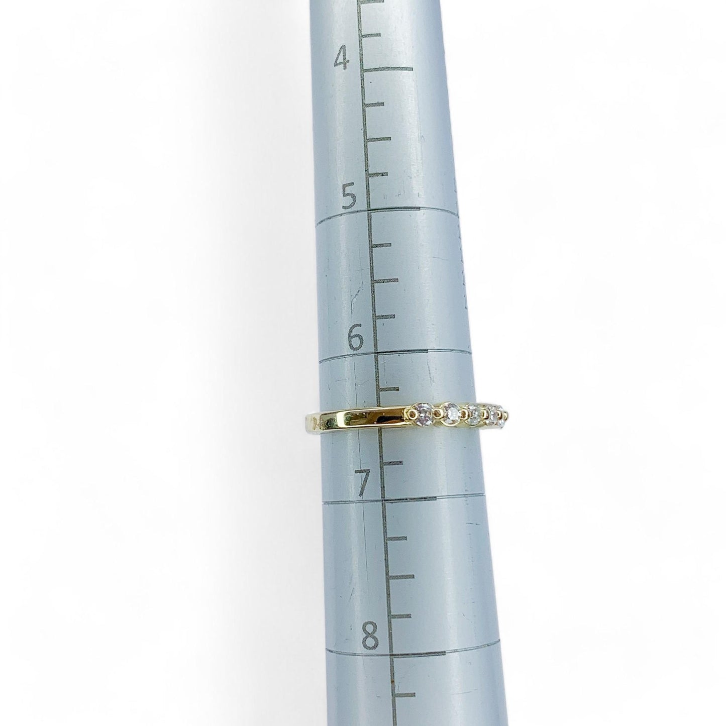 0.60 cttw. Half Band White Diamond Ring in 14k Yellow Gold 6.5 US
