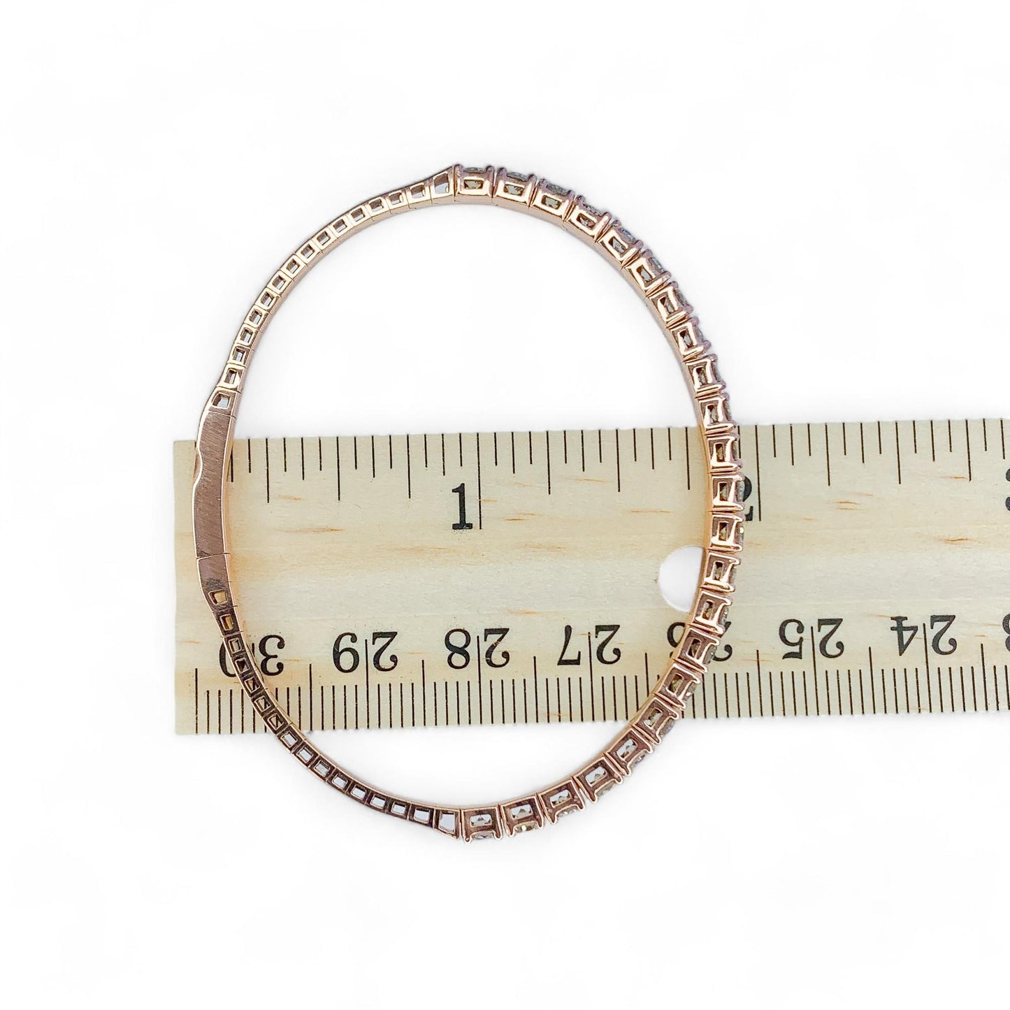 2.47 cttw. White Diamond HalfWay Flexible Bangle Bracelet in 14k Rose Gold
