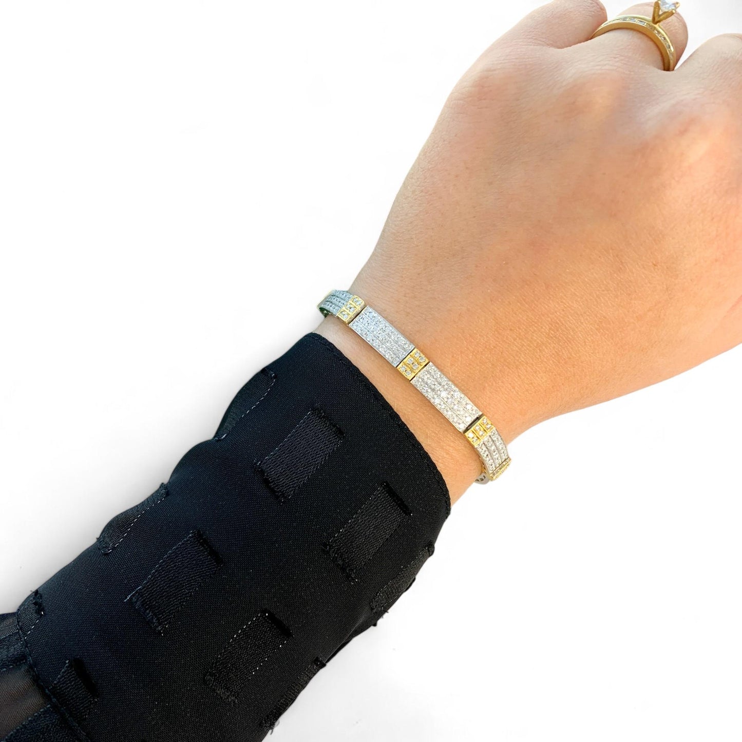 4.75 cttw White Diamonds Two Tone Bracelet in 14k Gold