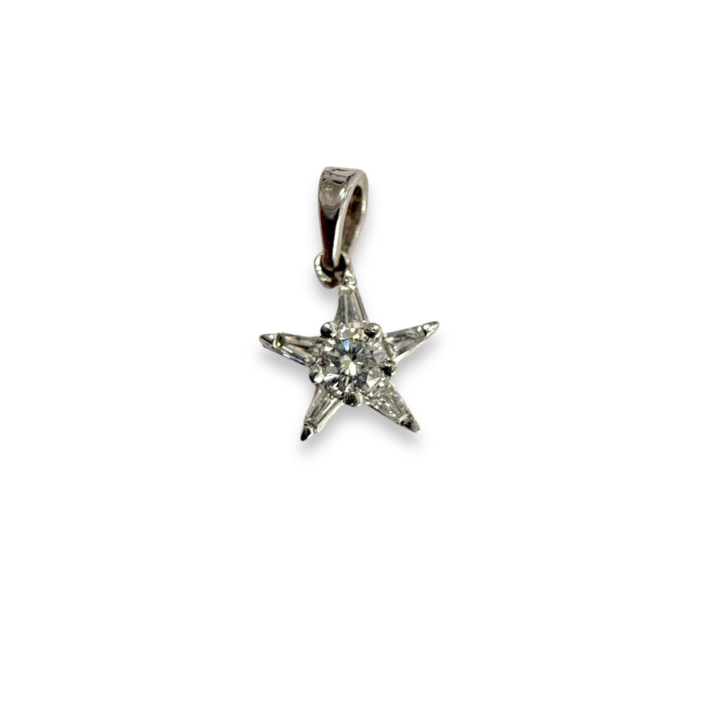 0.29 cttw. Star Shape Pendant in 14k White Gold