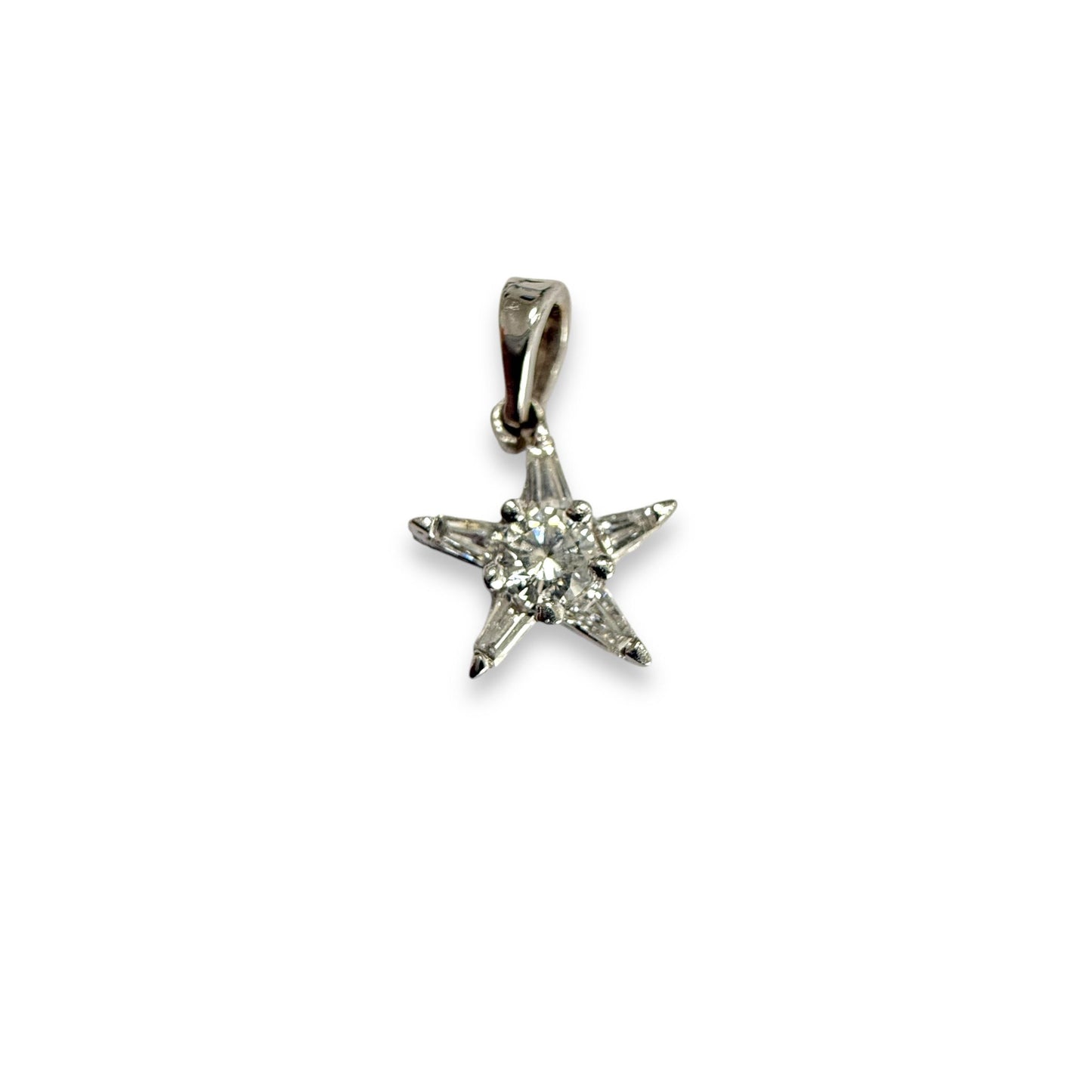 0.29 cttw. Star Shape Pendant in 14k White Gold