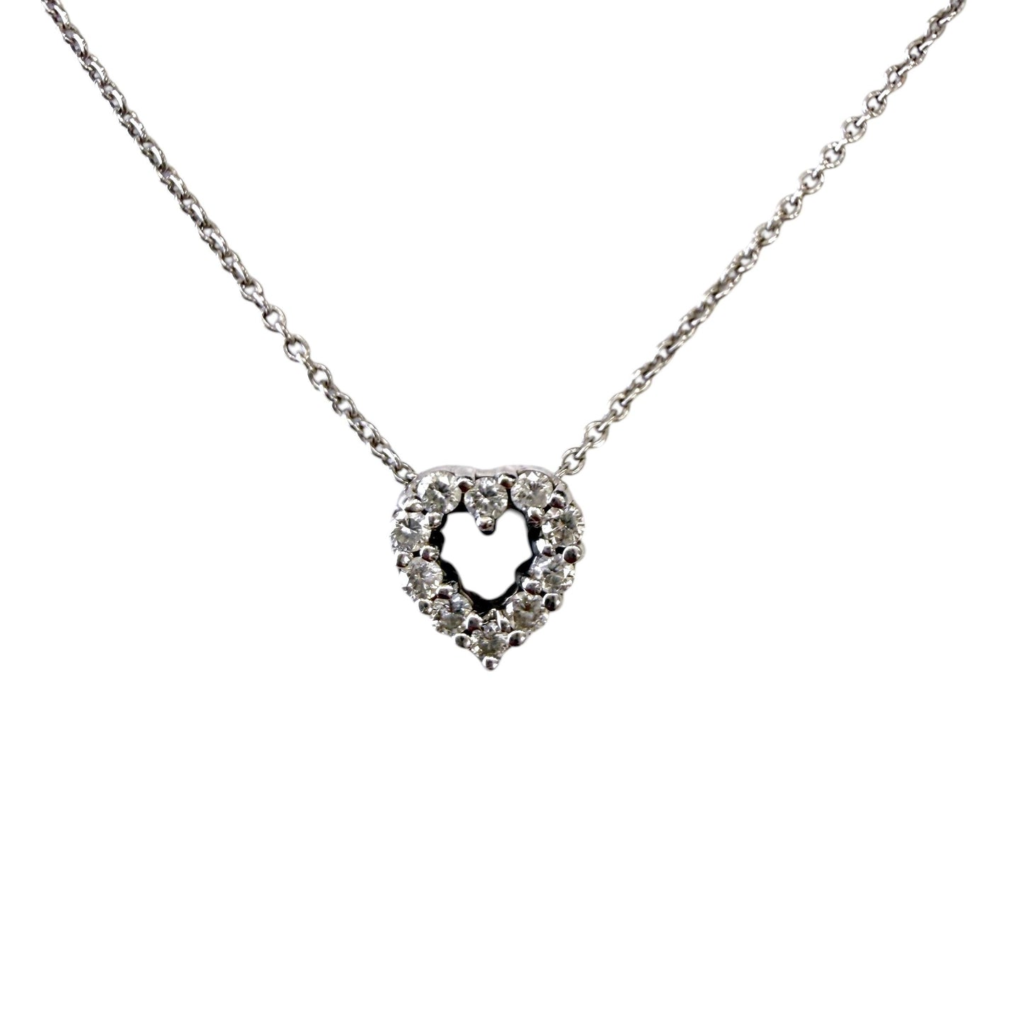 0.15cttw. White Diamond Heart Roberto Coin Pendant in 18k WG 2.27g.