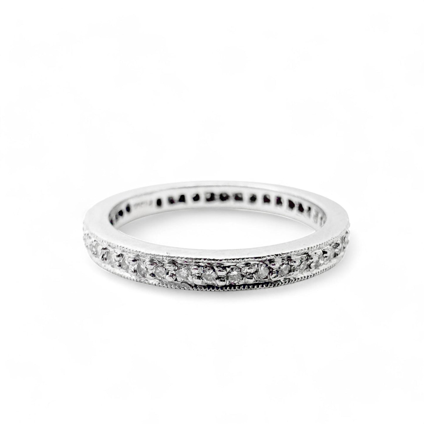 0.48 cttw. White Diamond Platinum Wedding Ethernity Band 5.5US