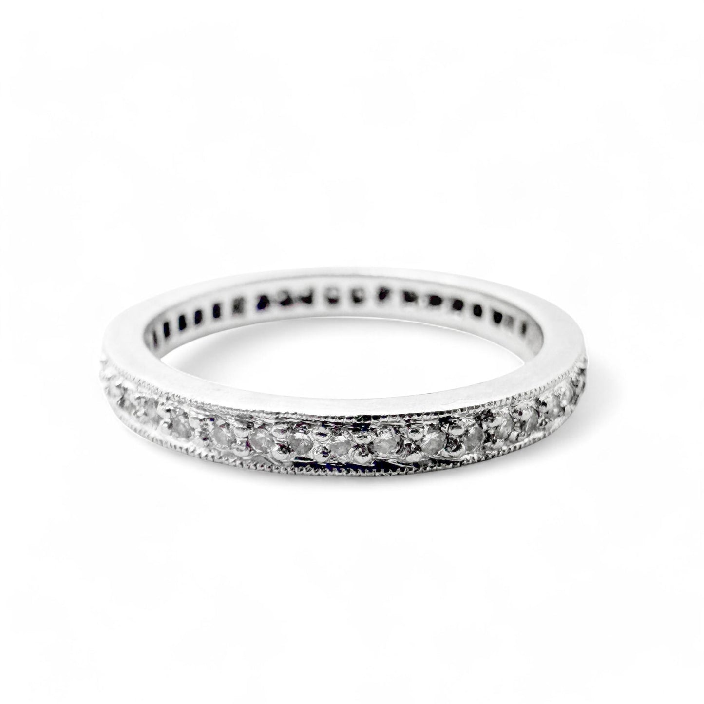0.48 cttw. White Diamond Platinum Wedding Ethernity Band 5.5US