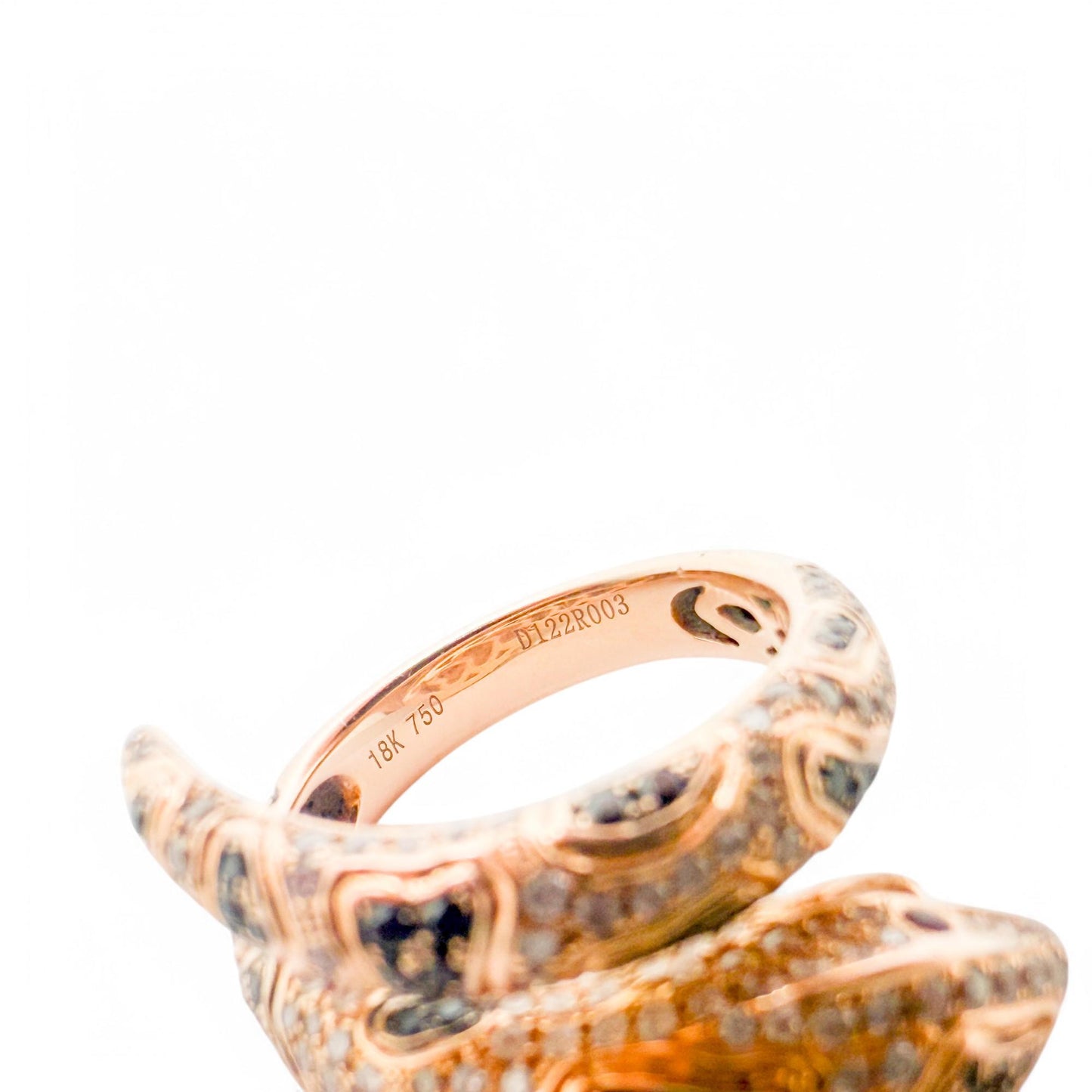 1,27cttw. White Diamond Snake Ring in 18k Rose Gold 7US
