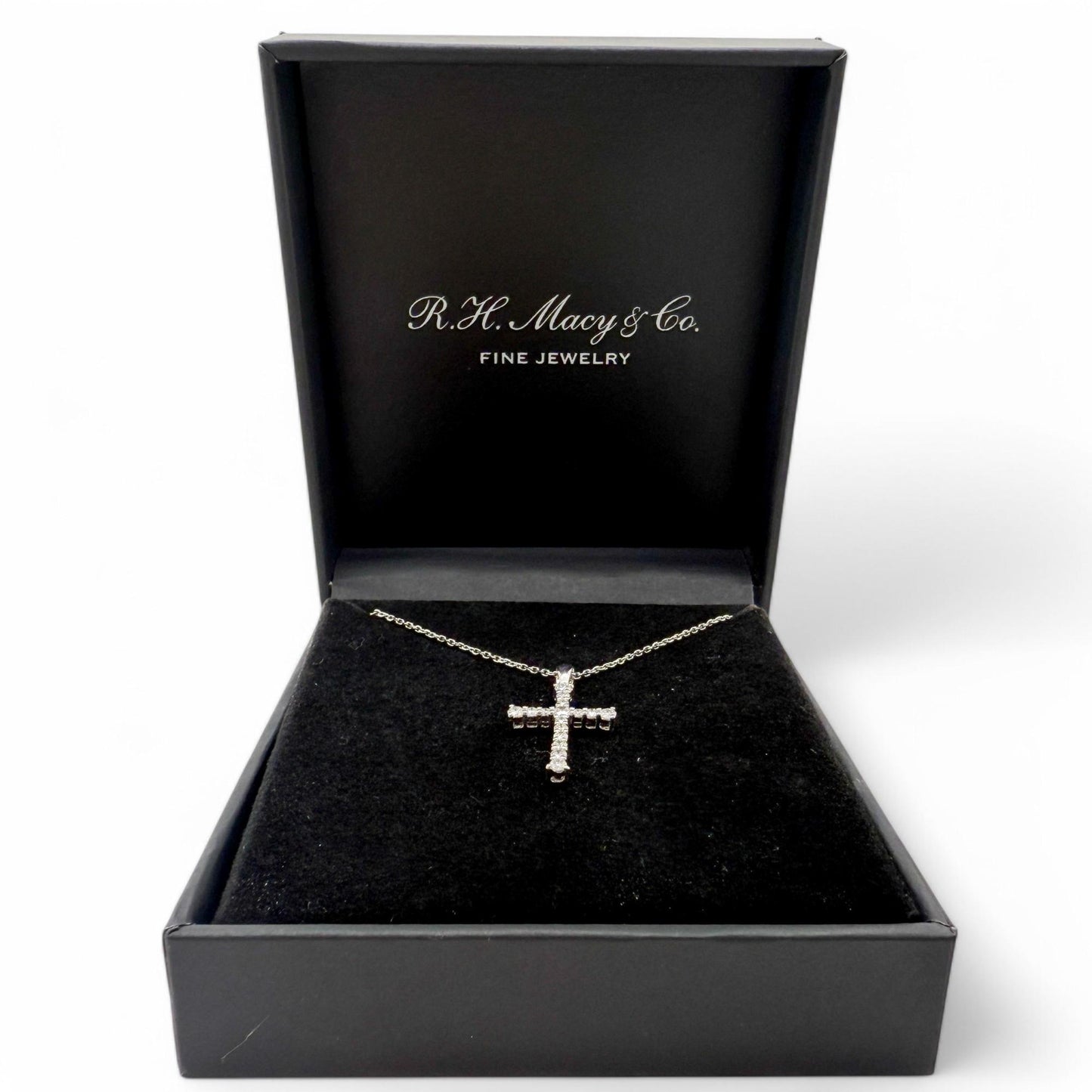 0.25 cttw. White Diamond Cross Necklace in 14k White Gold 2.07g