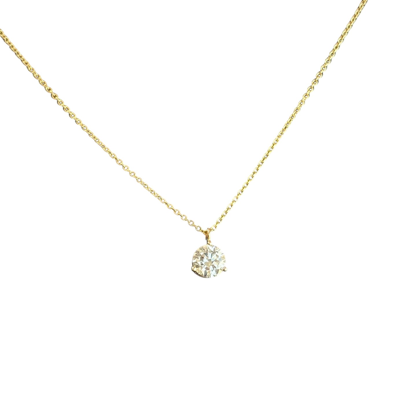 0.85ct. White Diamond Solitarie Pendant Necklace in 14k Yellow Gold 2.44g.