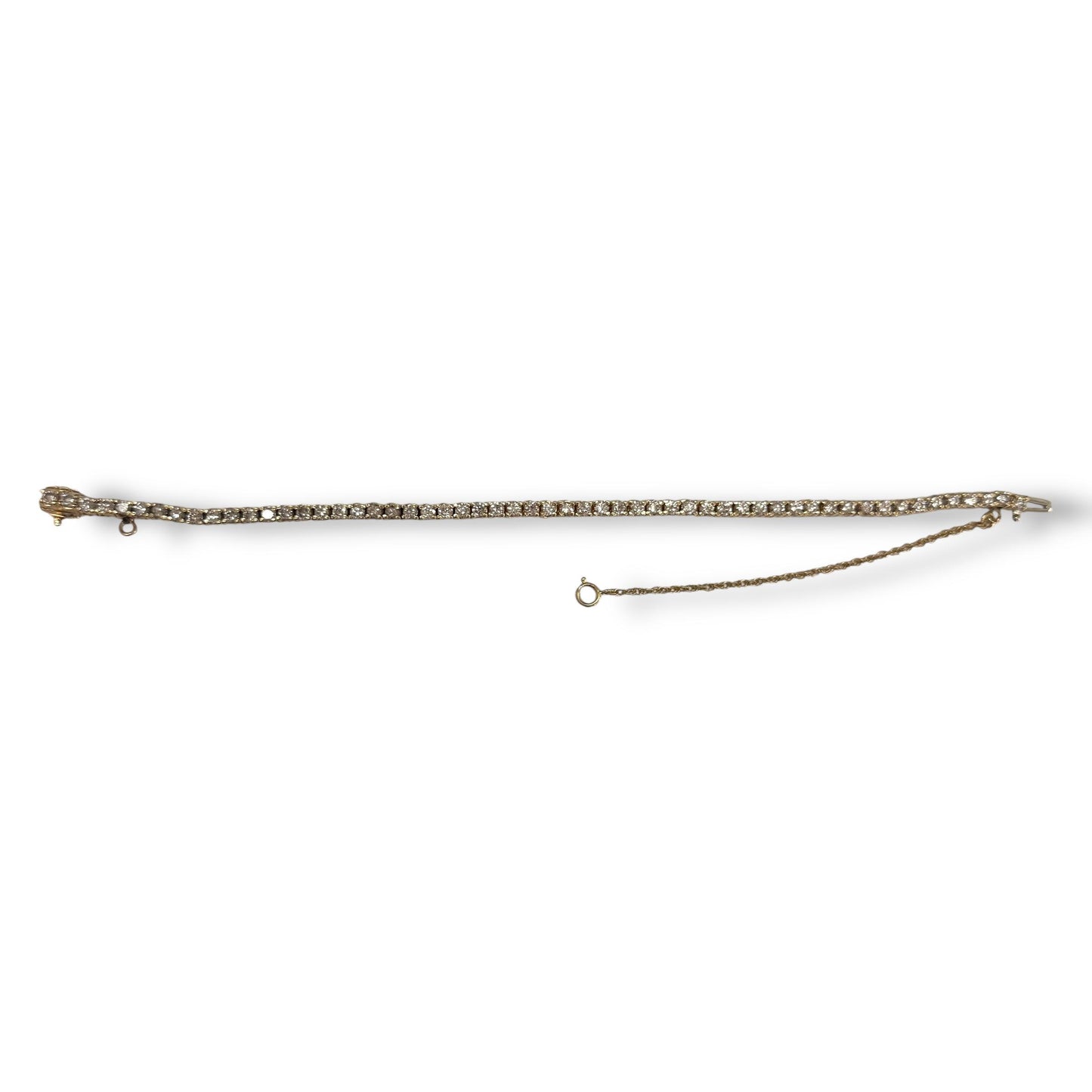 4cttw. White Diamond Tennis Bracelet in 14k Yellow Gold 7" 13.86g.