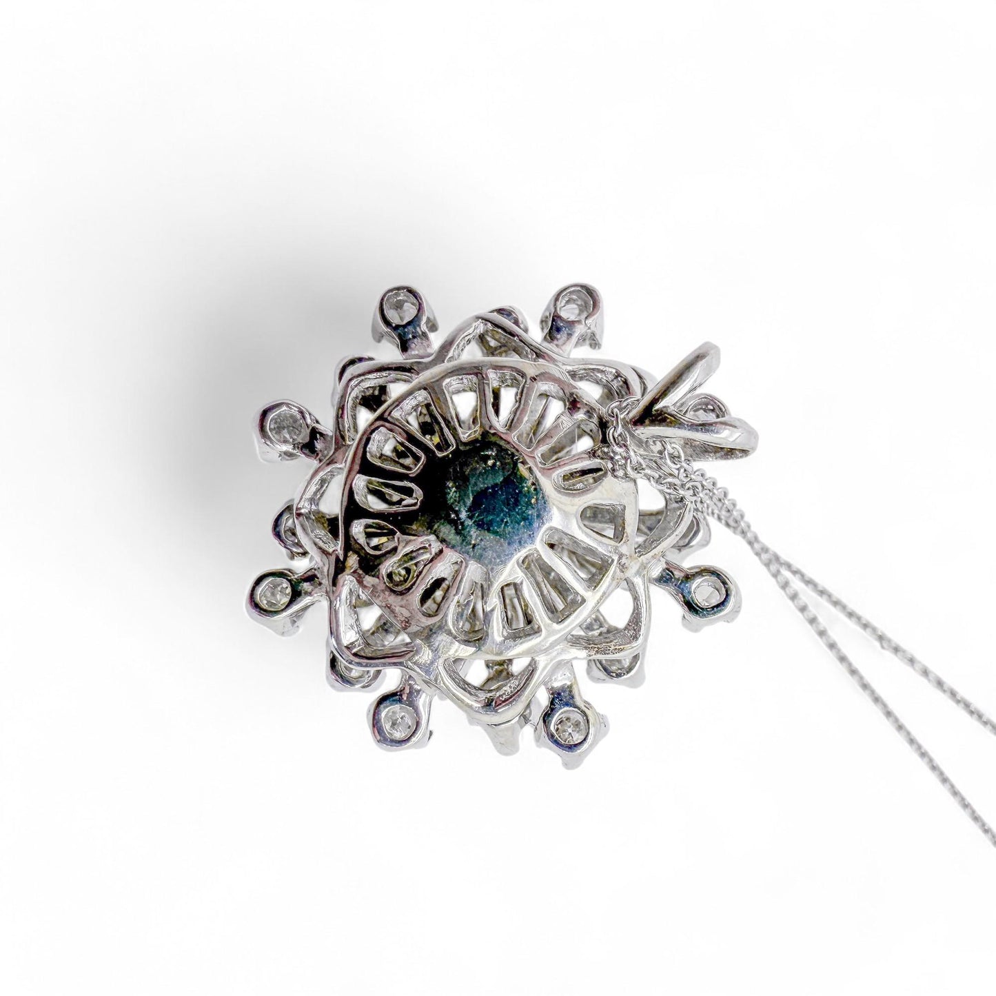 1.45 cttw. White Diamond Floral Pendant Necklace in 14k White Gold
