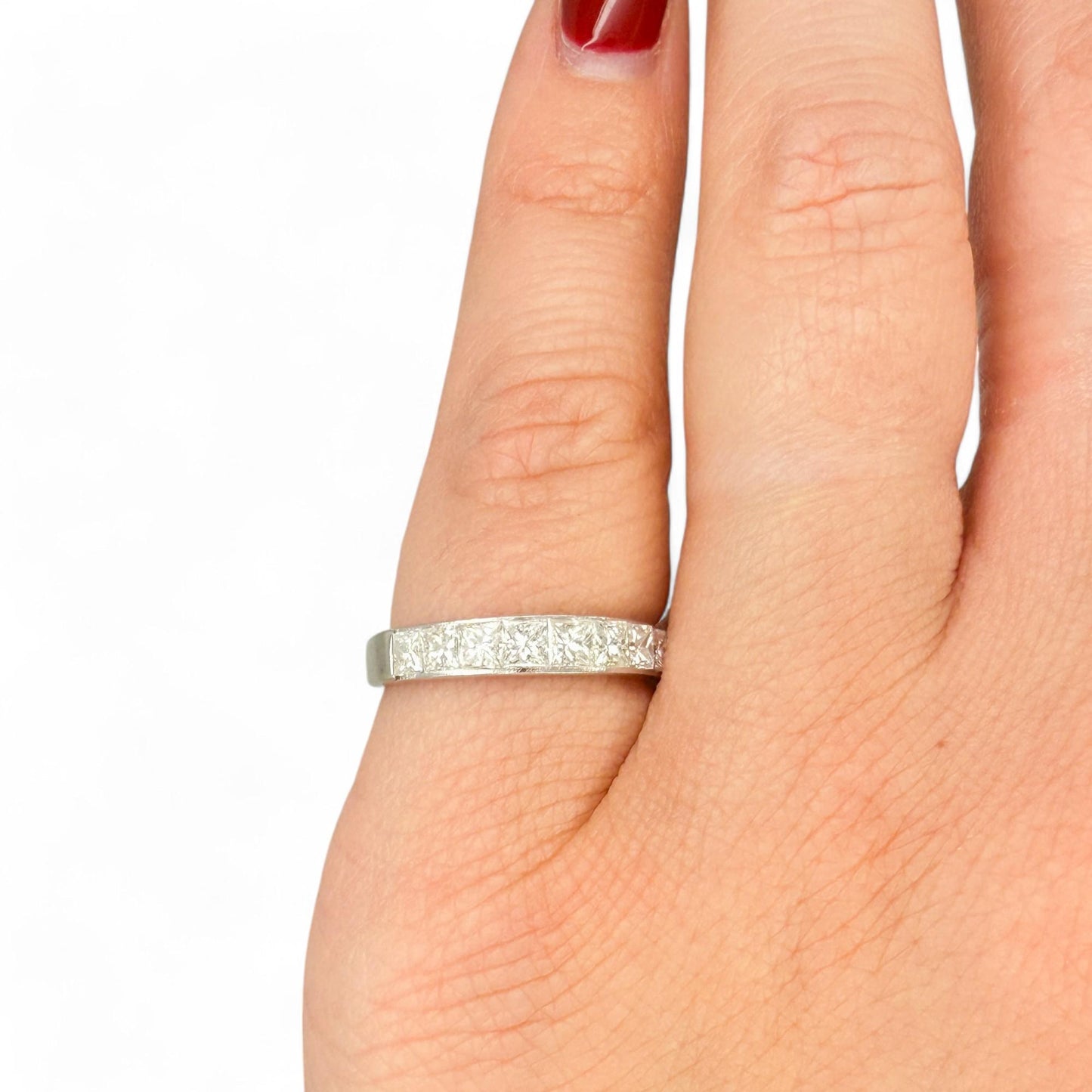 1.55 cttw. White Diamond Channel Set Ring in 18k White Gold 5US