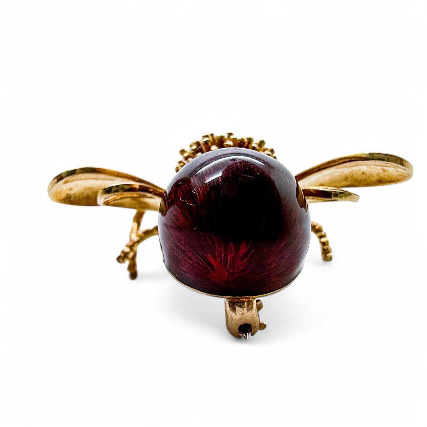 Vintage 18k Yellow Gold Bee Brooch with Blue Sapphire 14.60g