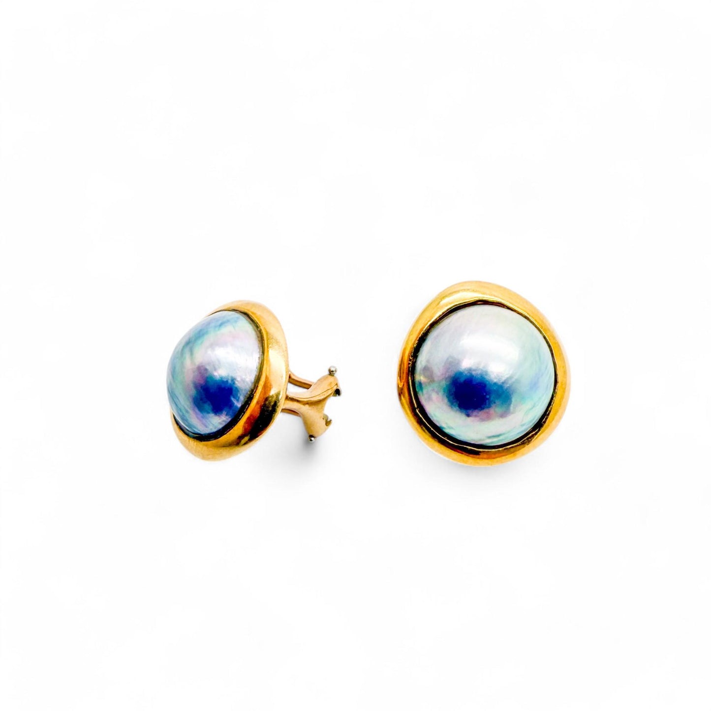 Vintage Tiffany&Co Mabe Pearl Earring in 18k Yellow Gold