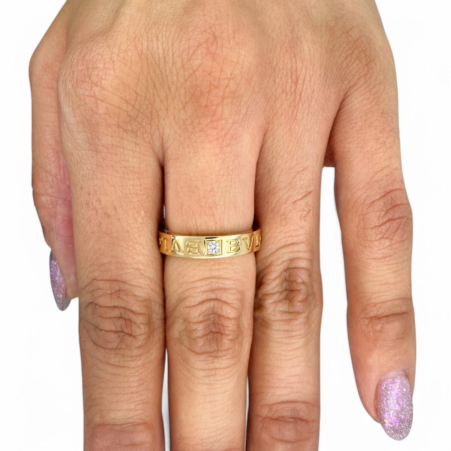 Bulgary B.Zero1 Ring With White Diamond in 18k Yellow Gold 6US