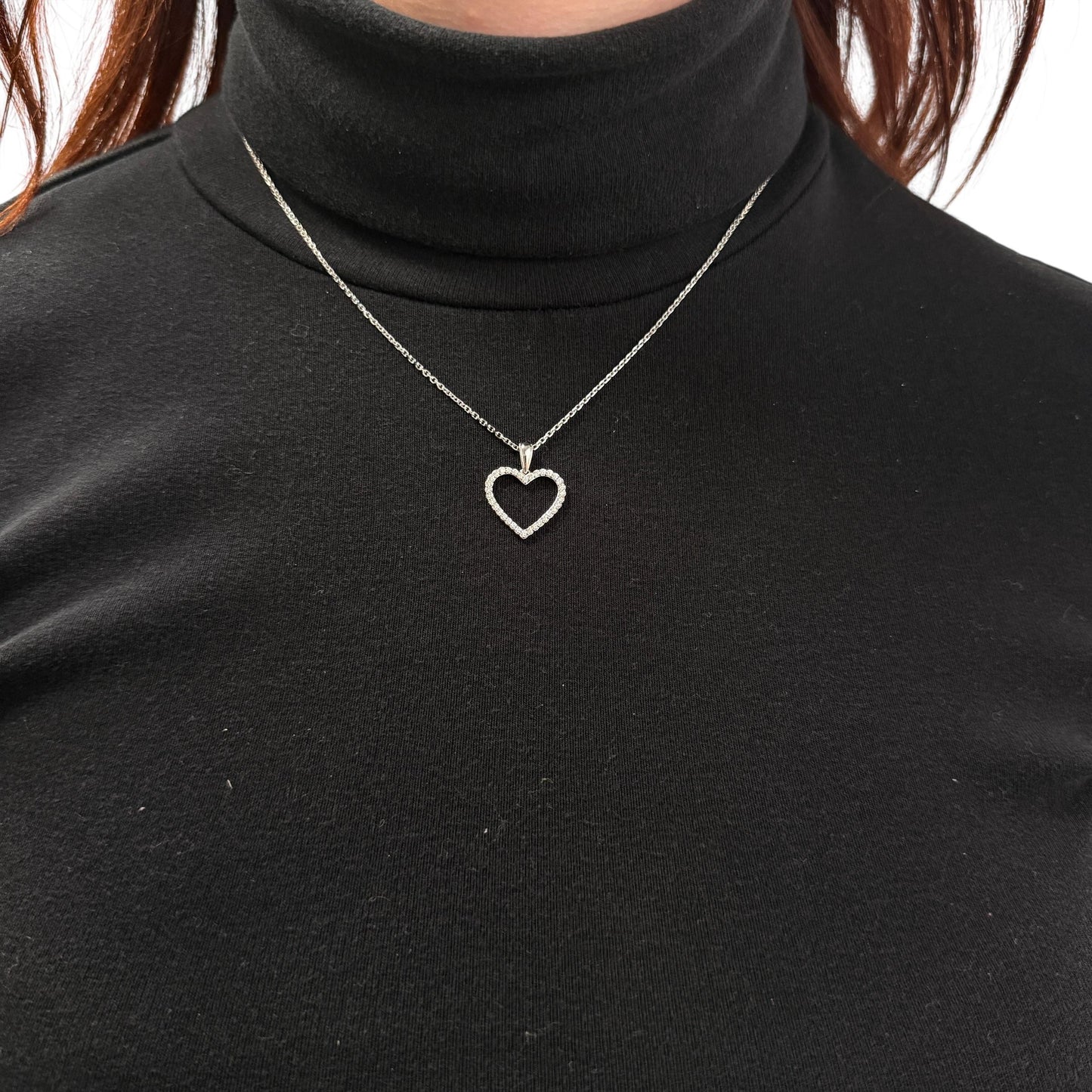 0.50cttw. White Diamond Heart Shape Pendant in 14k White Gold 18" 3.30g.