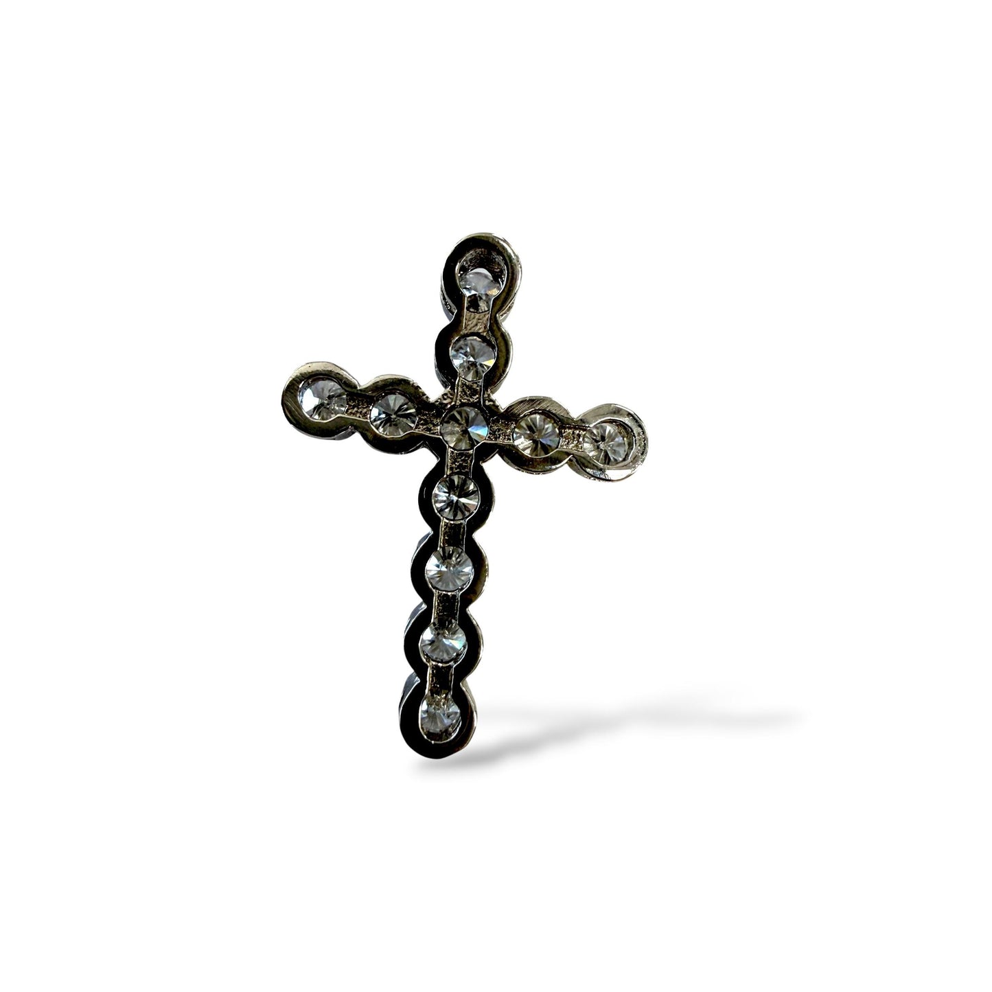 0.90cttw. White Diamond Cross Necklace in 14k White Gold 1.81g.