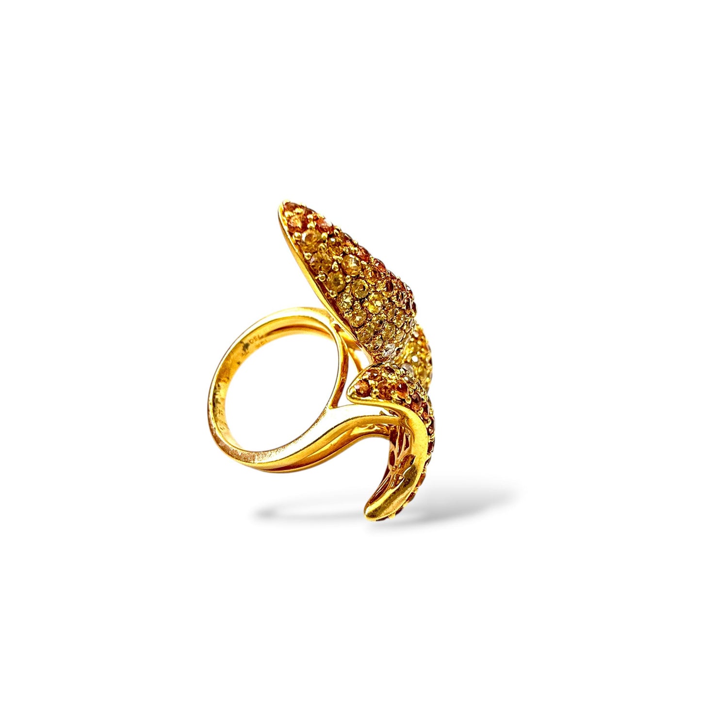 4.13cttw. Yellow Sapphire & 0.45cttw. White Diamond Fashion Ring in 18k YG 6.5US