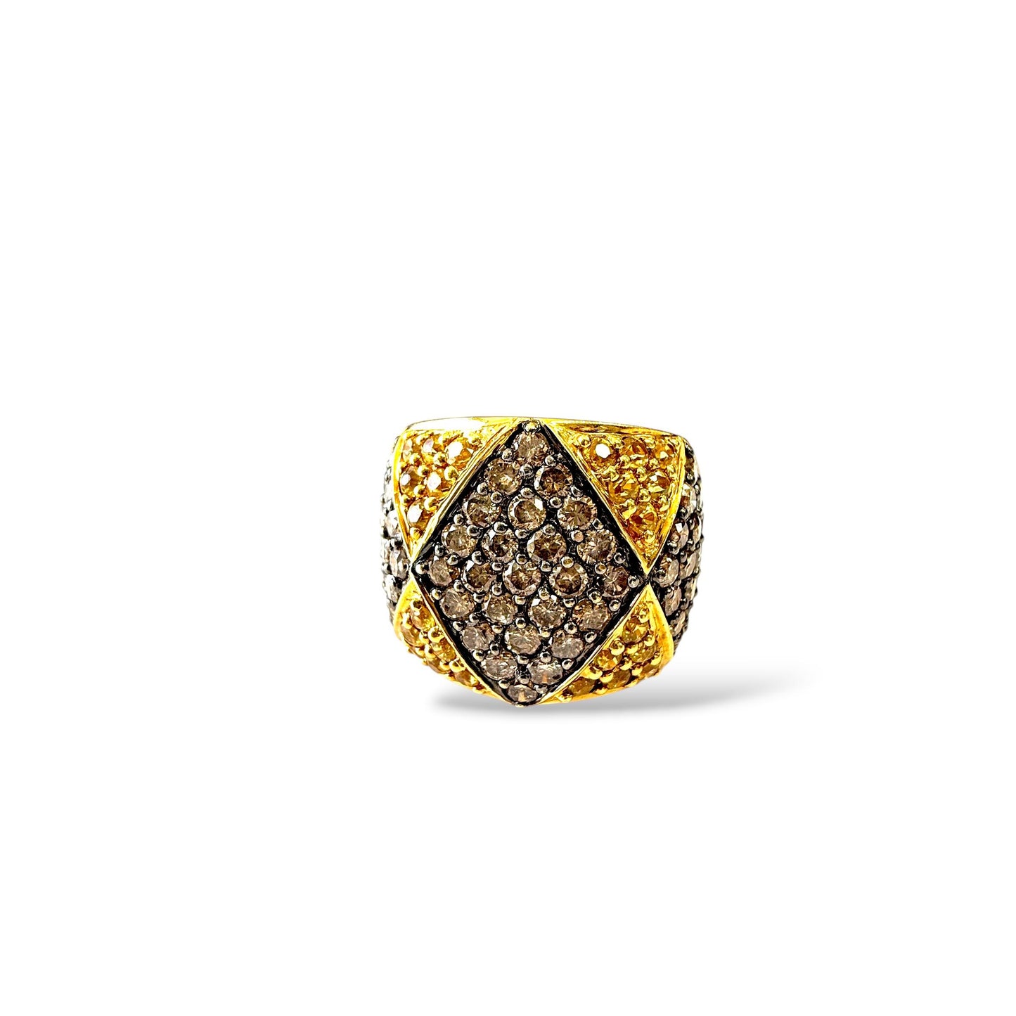 1cttw. White Diamond & 2.75cttw Yellow Sapphire Ring in 18k Yellow Gold 15.96g.