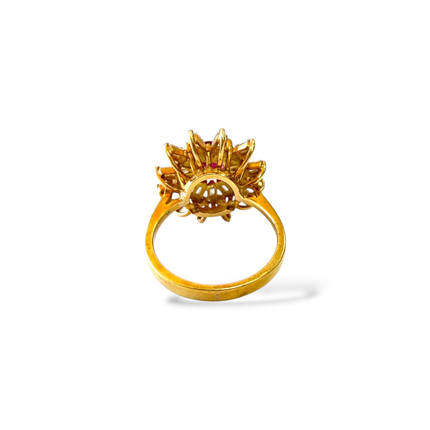 GIA 1.08ct. Red Ruby & 0.23cttw. White Diamond Ring in 18k Yellow Gold 5.25US