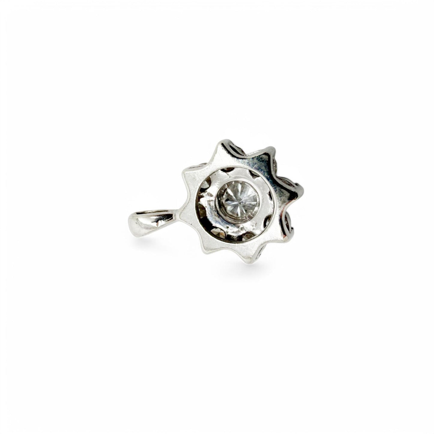 1.13 cttw. White Diamond Flower Pendant in 14k White Gold 1.86g