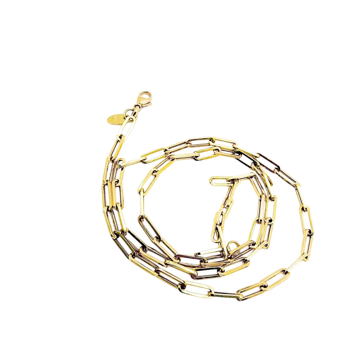 18k Yellow Gold Paperclip Necklace 4.94g 18"