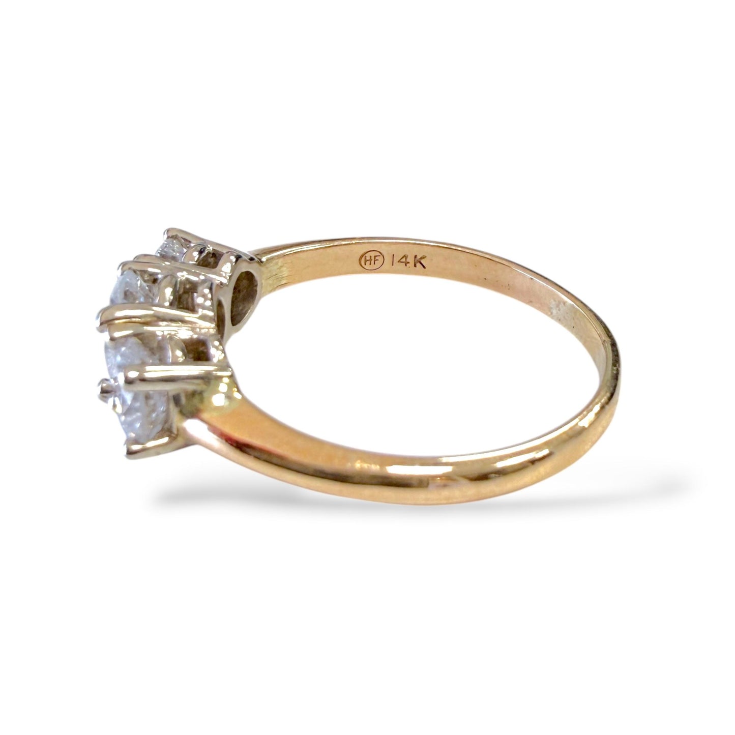 1.80cttw. White Diamond Three Row Ring in 14k White Gold 4.07g. 9.5US