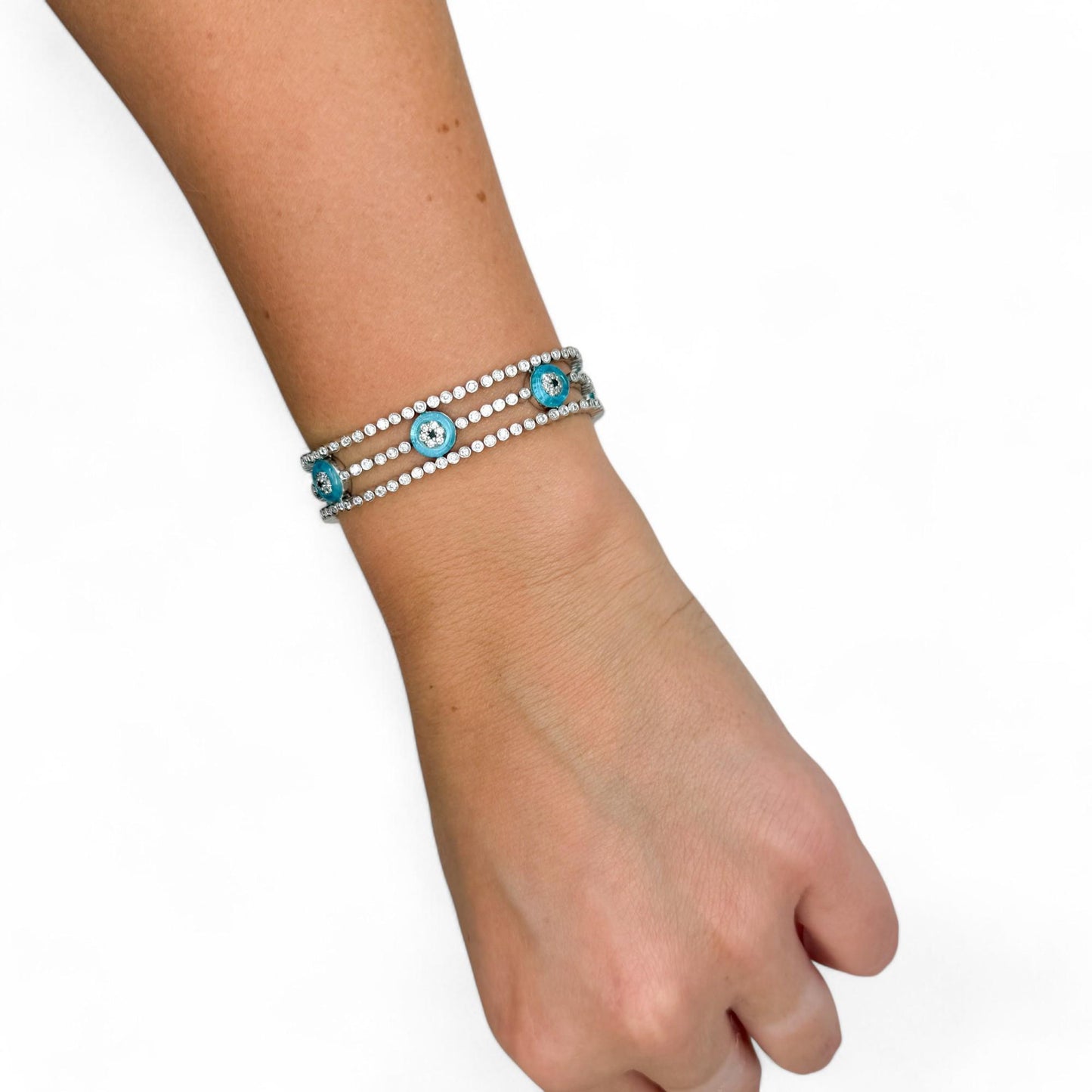 3.25 cttw. White Diamond Eye Bracelet in 18K White Gold 7inch