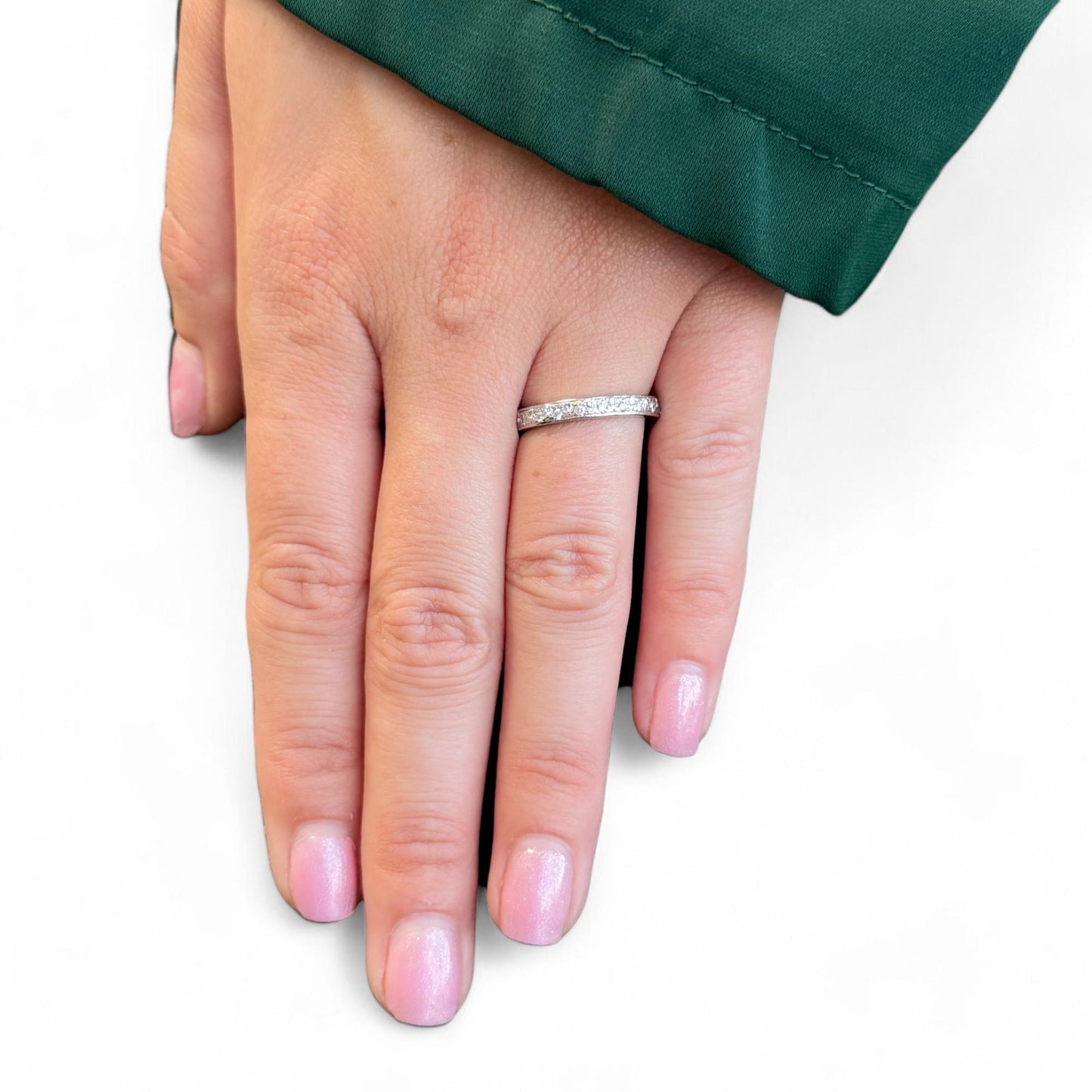 0.43 cttw. White Diamond Platinum Wedding Band 5.5 US 5.40g.