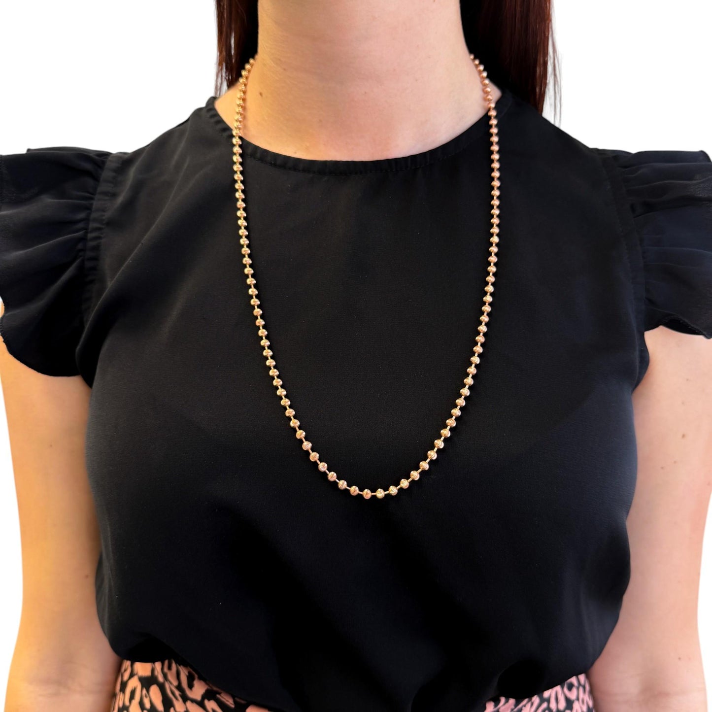 18k Rose Gold Bead Link Chain 25.7g 13 inch