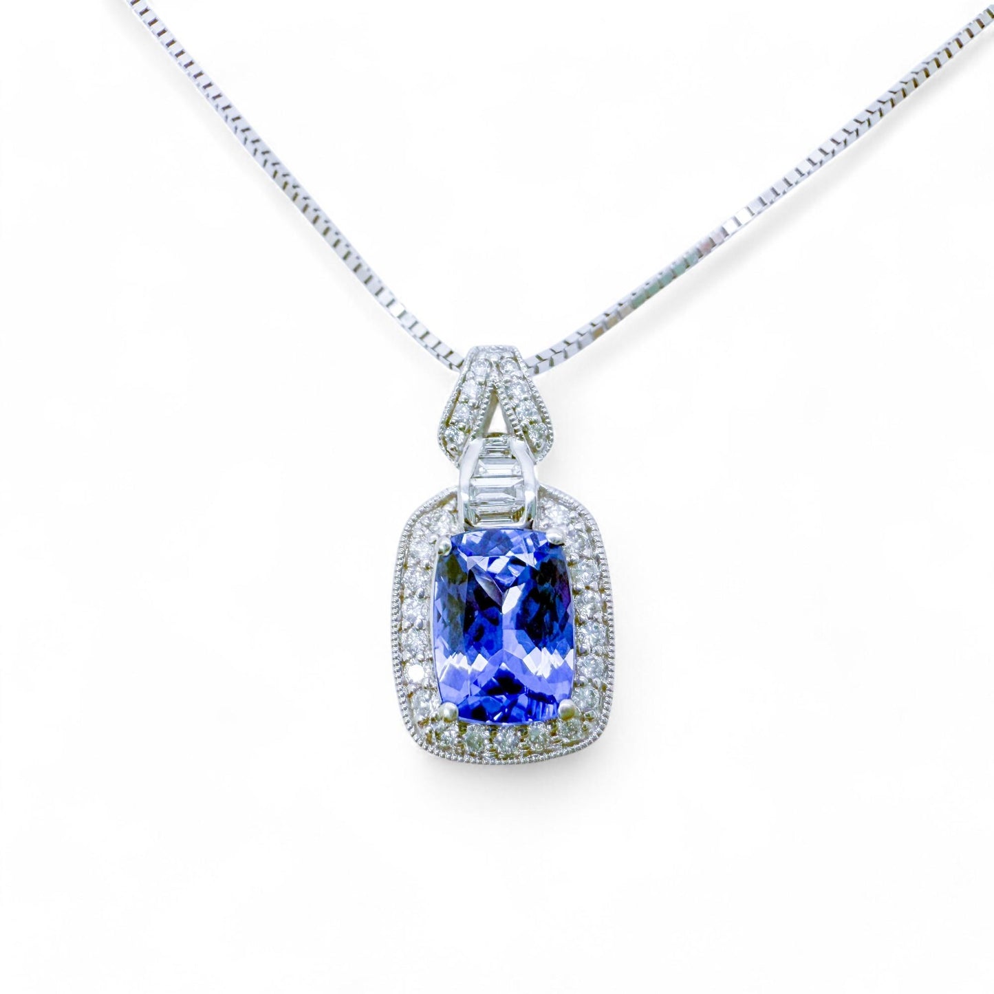 1.50 ct. Purple Tanzanite & 0.32 cttw. White Diamond Pendant Necklace