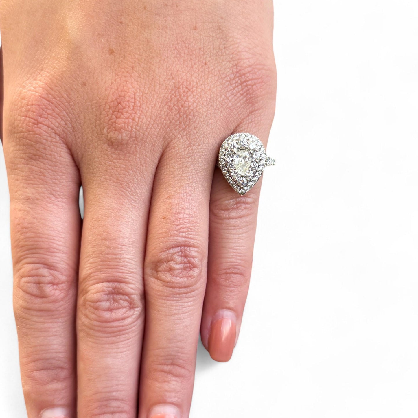 1.63 cttw. White Diamond Halo Ring in 14k White Gold 4US