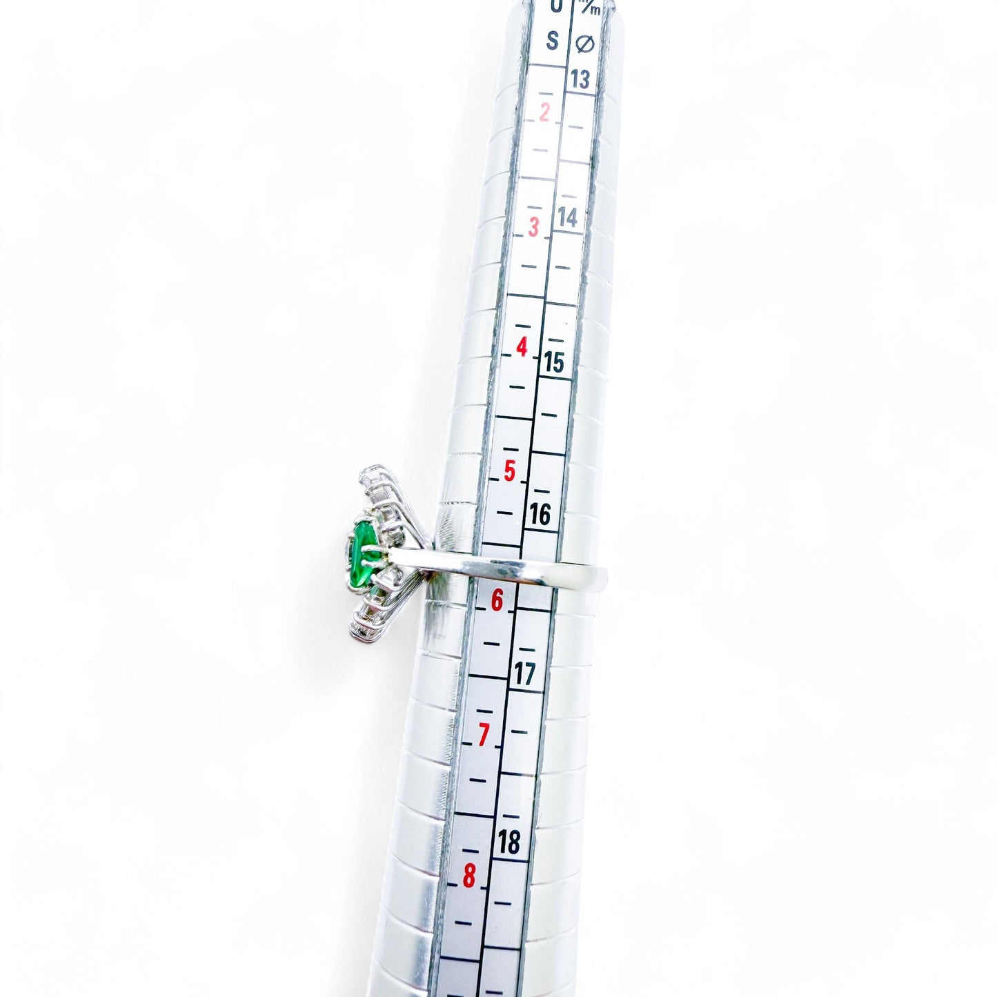 0.44 cttw. Green Emerald & 0.52 cttw. White Diamonds Balerina Ring in 18k 5.75US