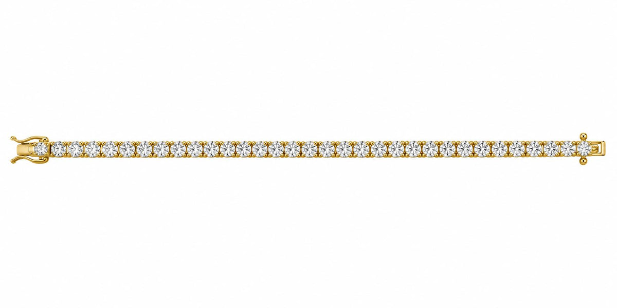 Natural 4.81cttw. White Diamond Tennis Bracelet in 14k Yellow Gold 8.07g. 7"
