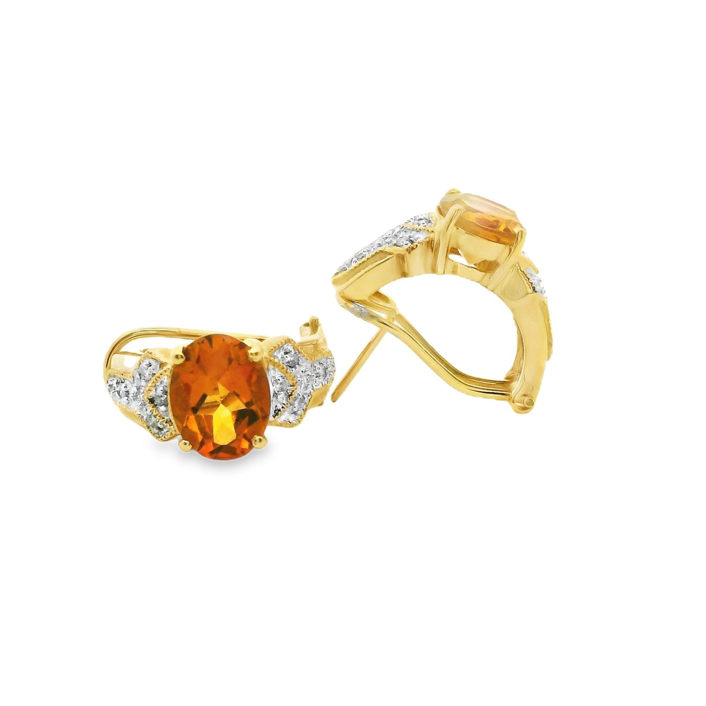 Vintage Yellow Citrine Earring in 14k Yellow Gold 5.40g.