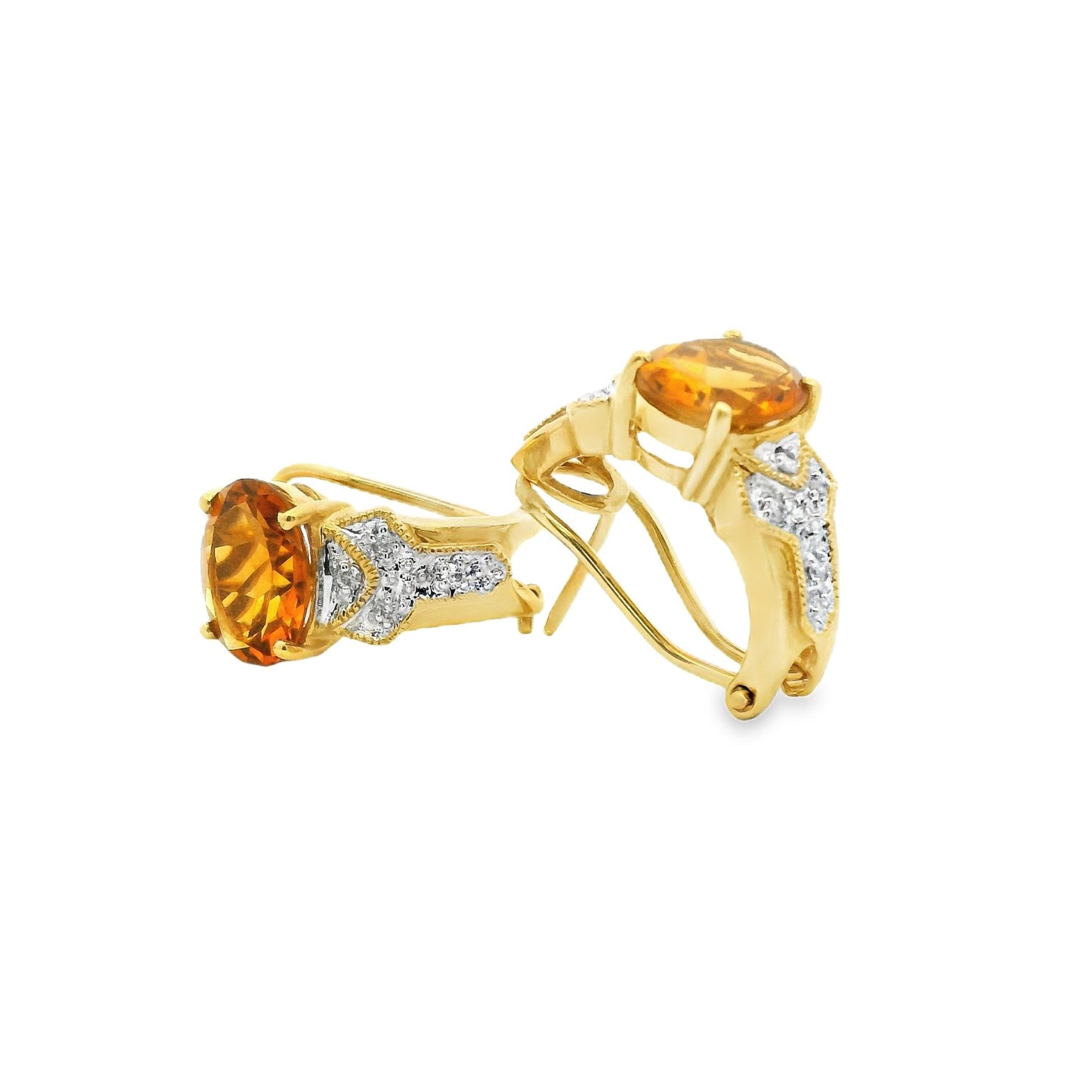 Vintage Yellow Citrine Earring in 14k Yellow Gold 5.40g.
