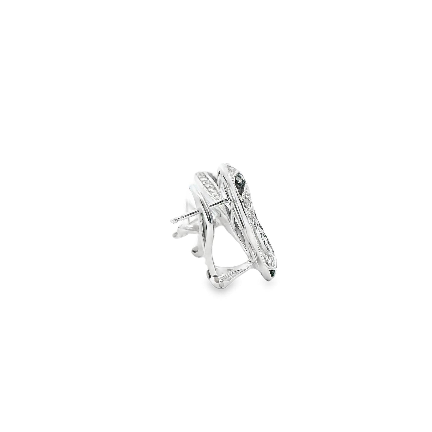 1.95 cttw. White Diamond Swirl Earrings in 14k White Gold 9.83g.
