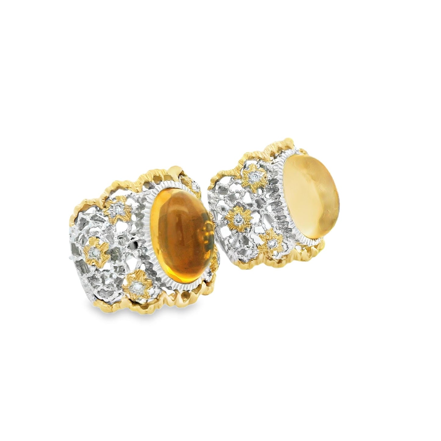 13.65cttw. Yellow Citrine Earrings in 14k Two Toned Gold 20.90g.