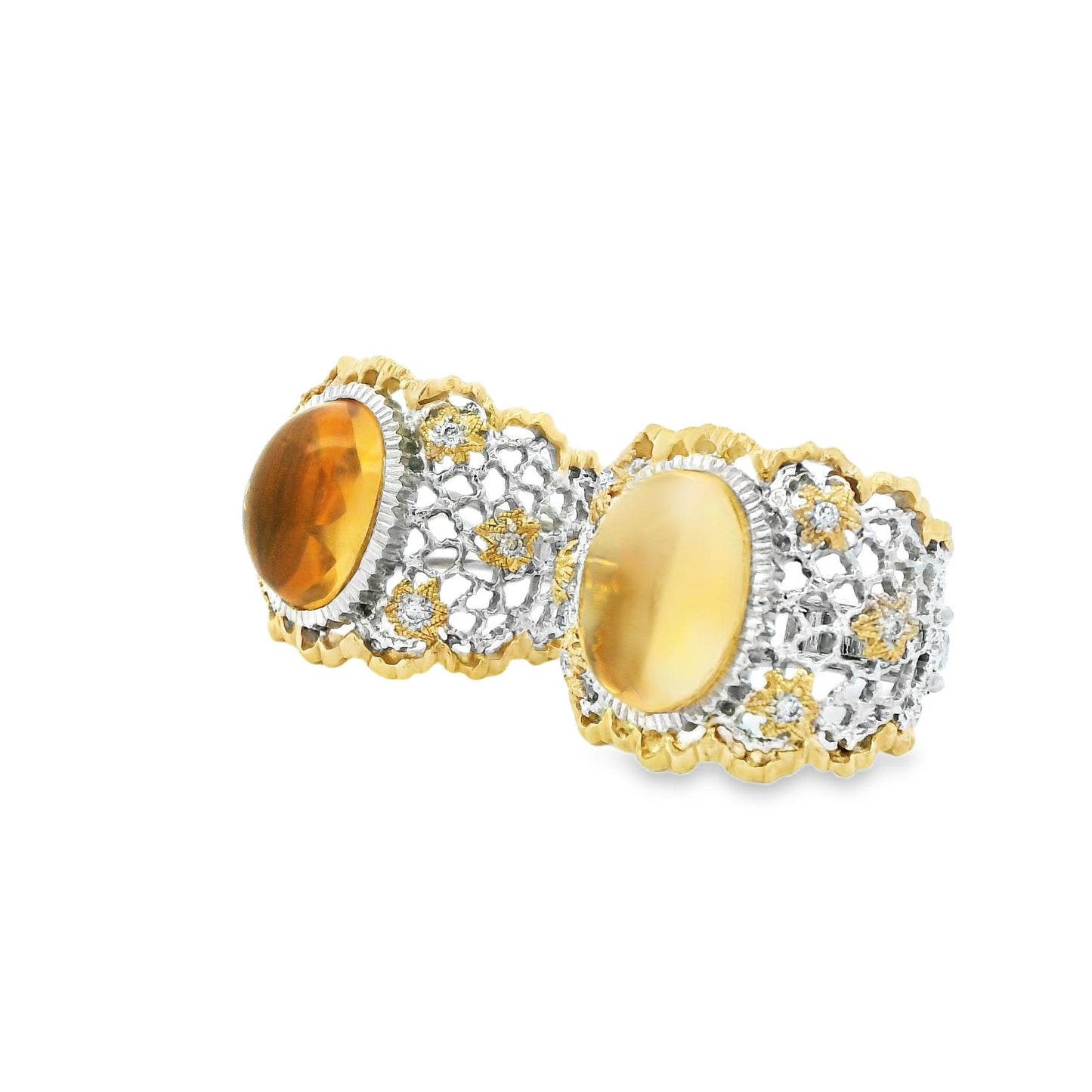 13.65cttw. Yellow Citrine Earrings in 14k Two Toned Gold 20.90g.